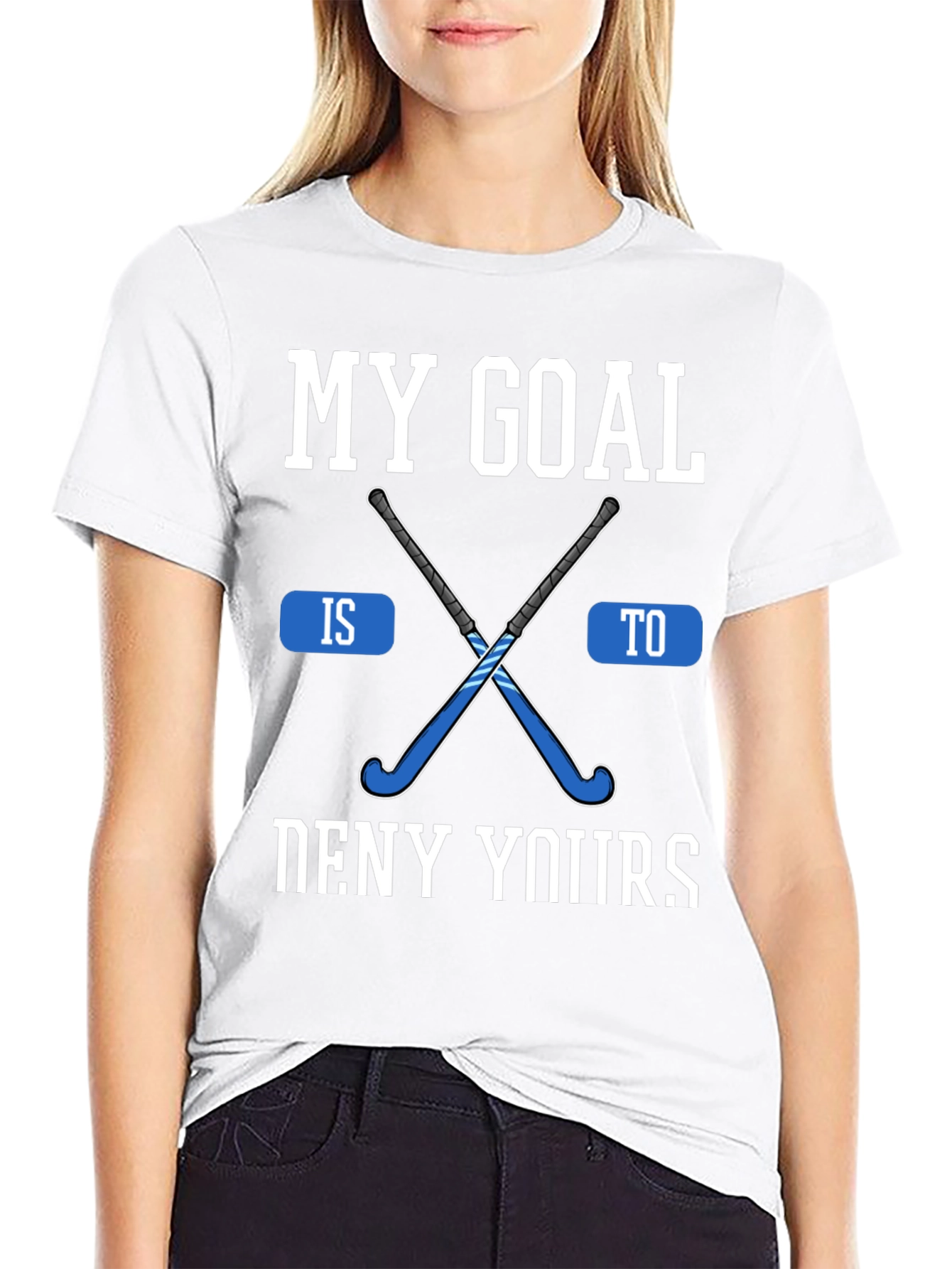 Hockey Goal Graphic Tee - Black Cotton