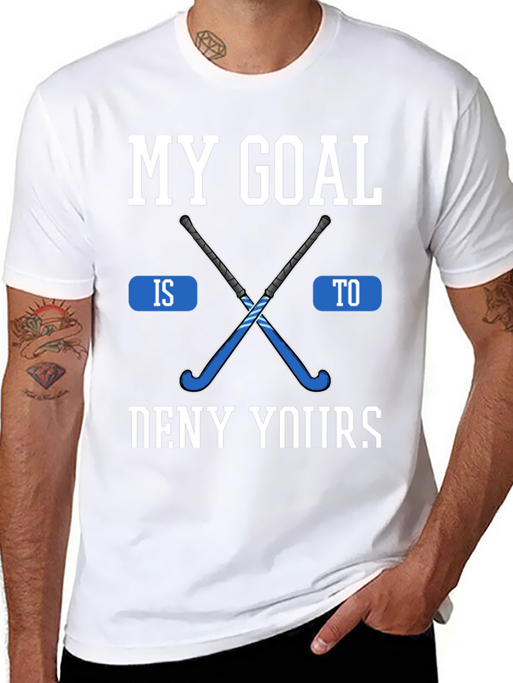 Hockey Goal Graphic Tee - Black Cotton