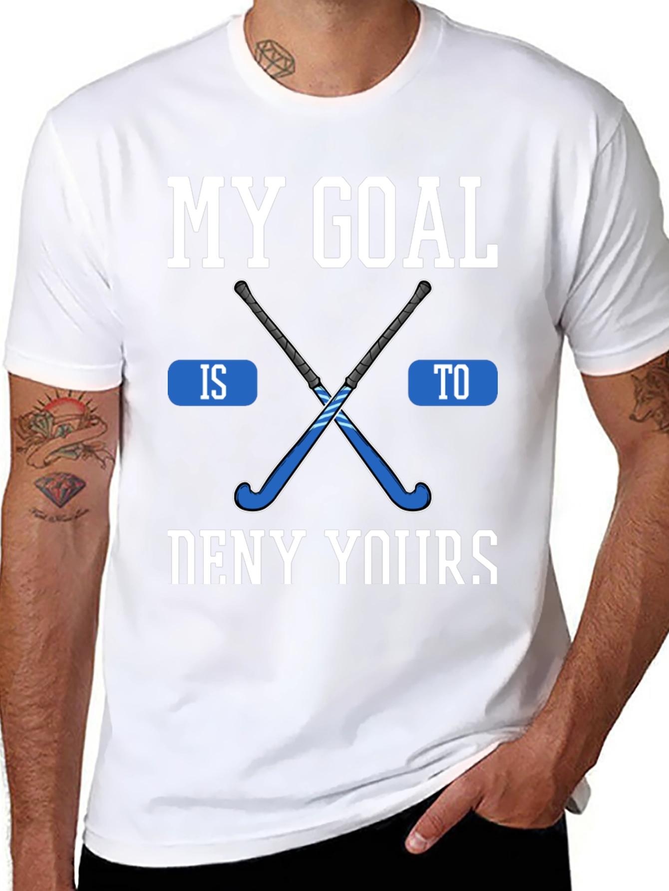 Hockey Goal Graphic Tee - Black Cotton