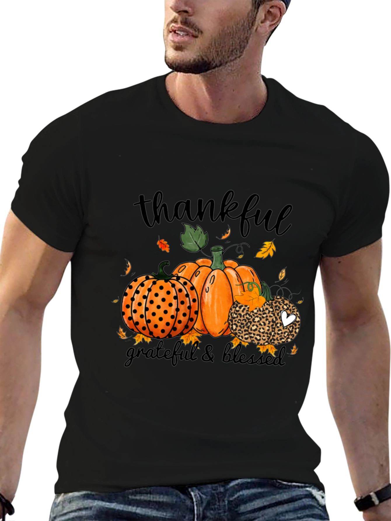 Thankful Grateful Blessed Pumpkin Fall T-Shirt