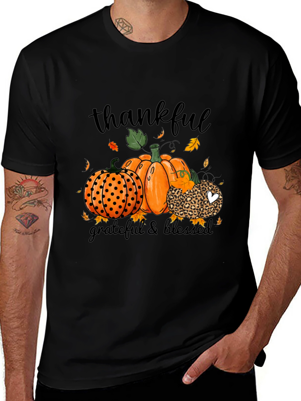 Thankful Grateful Blessed Pumpkin Fall T-Shirt