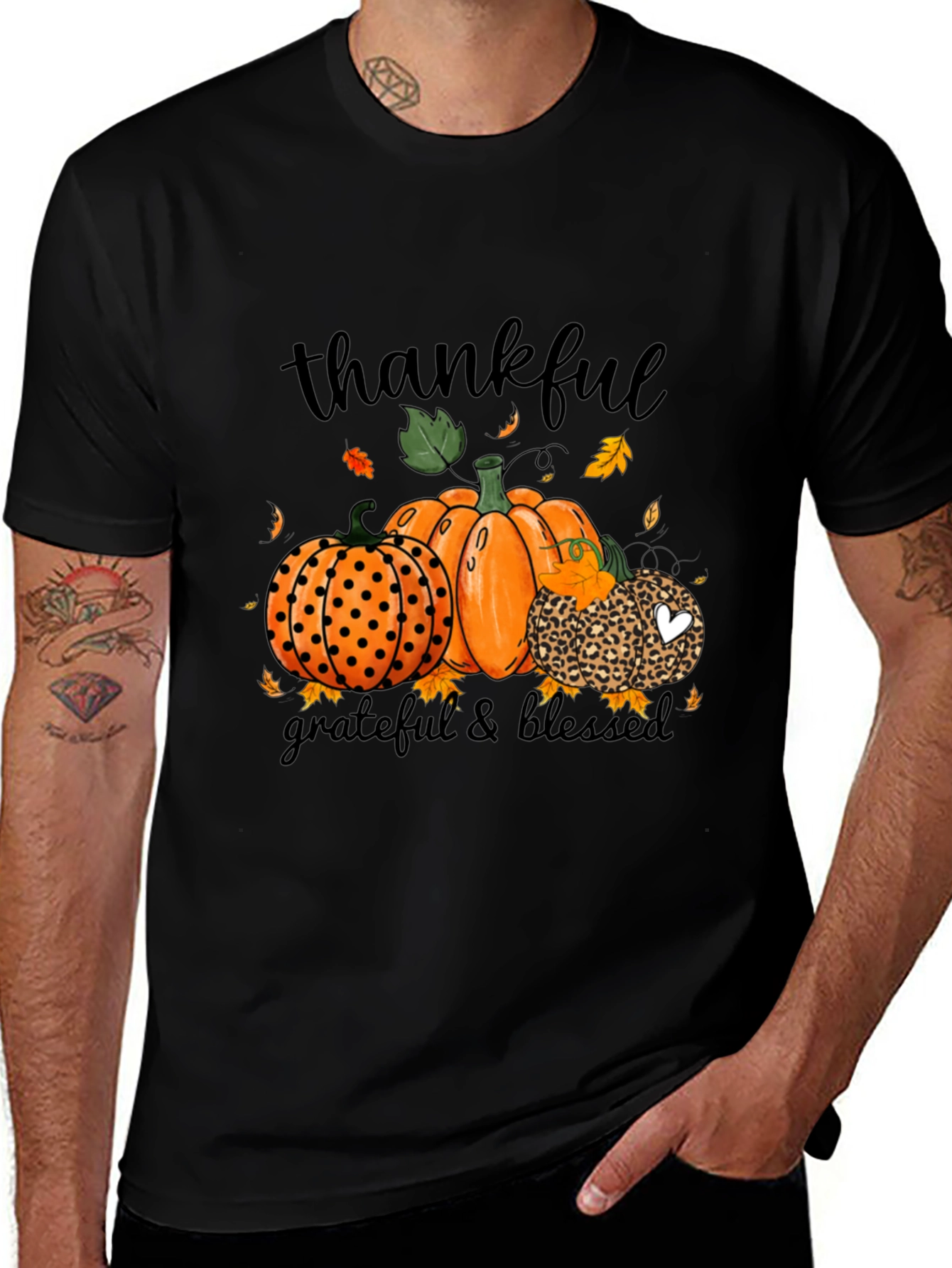 Thankful Grateful Blessed Pumpkin Fall T-Shirt