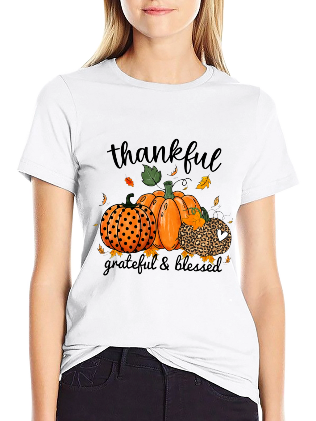 Thankful Grateful Blessed Pumpkin Fall T-Shirt