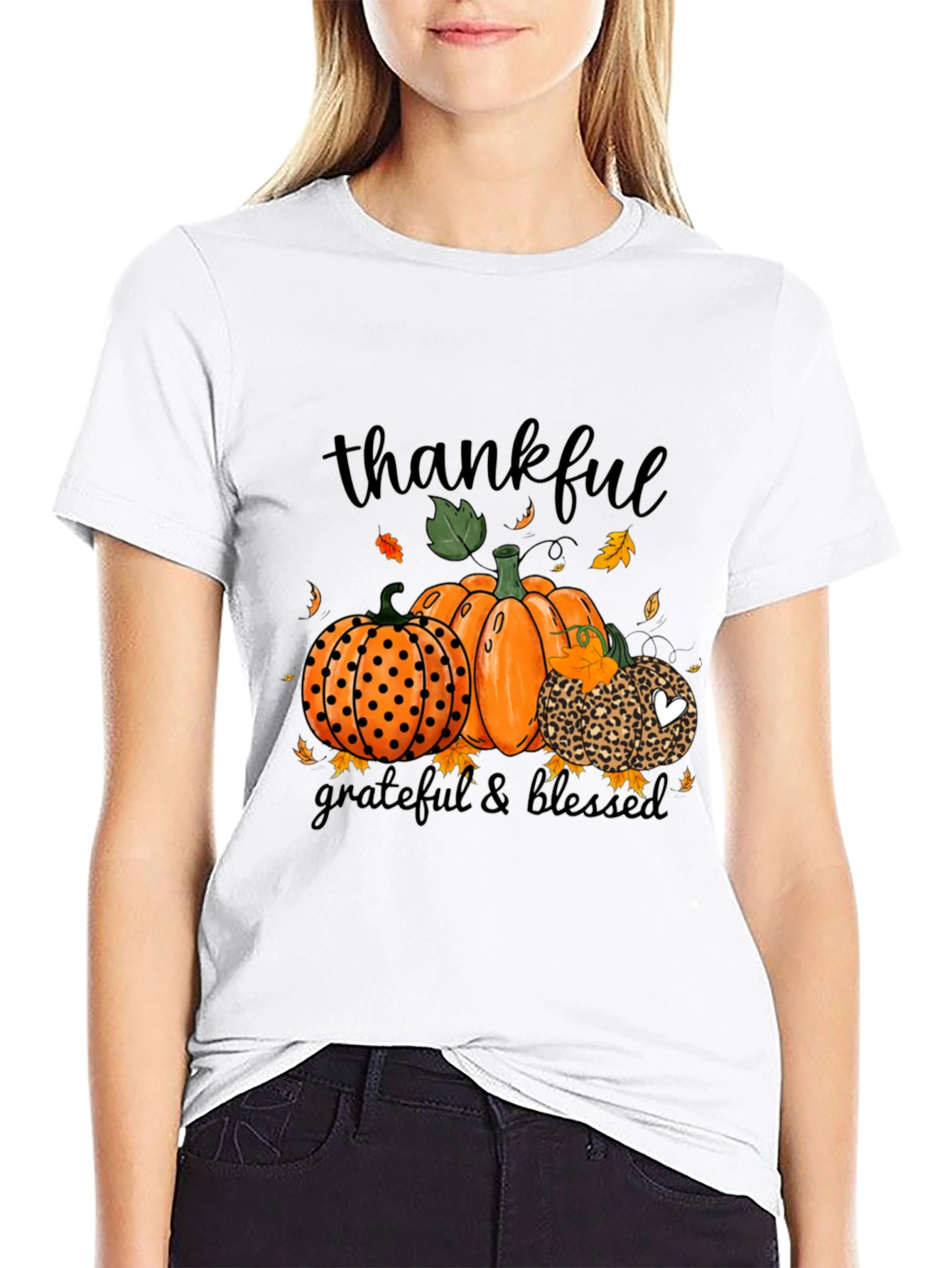 Thankful Grateful Blessed Pumpkin Fall T-Shirt