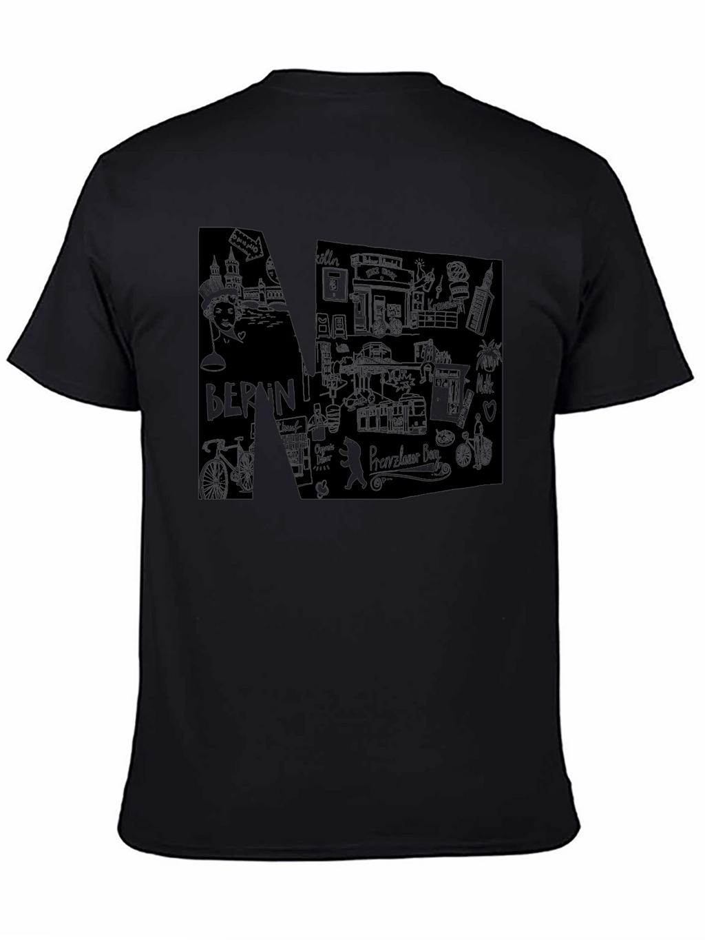 Berlin Sketch Graphic Black T-Shirt