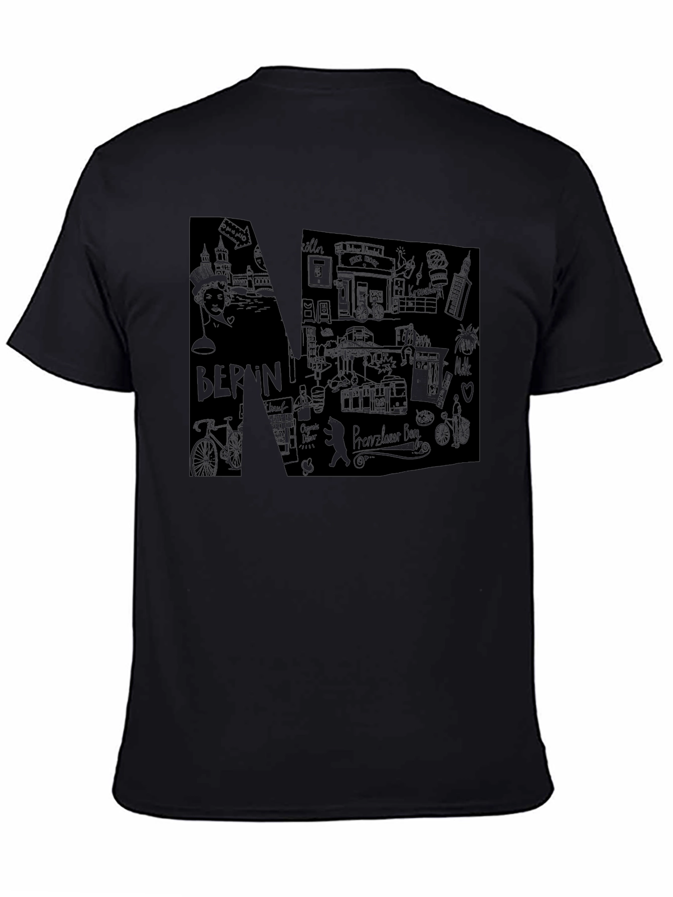 Berlin Sketch Graphic Black T-Shirt