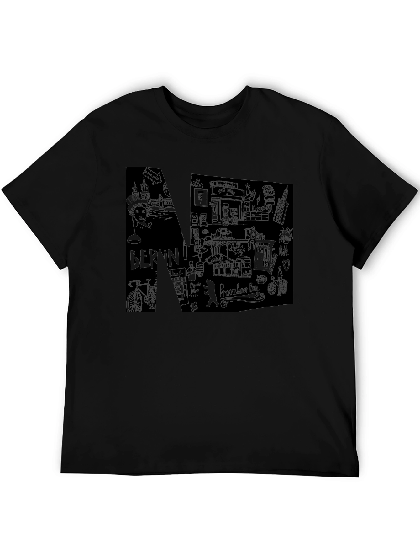Berlin Sketch Graphic Black T-Shirt