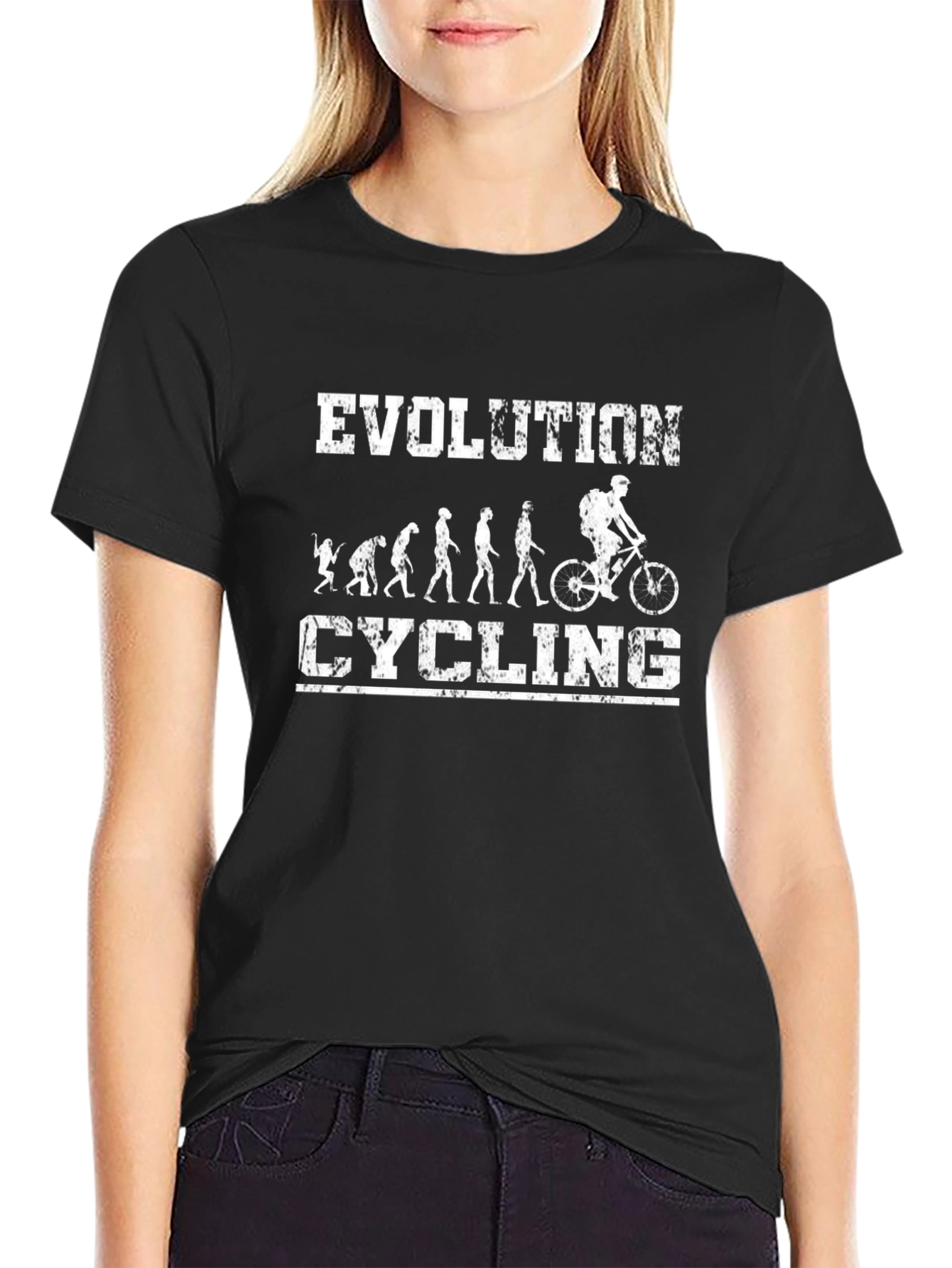 Evolution of Cycling T-Shirt - Black Cotton Tee