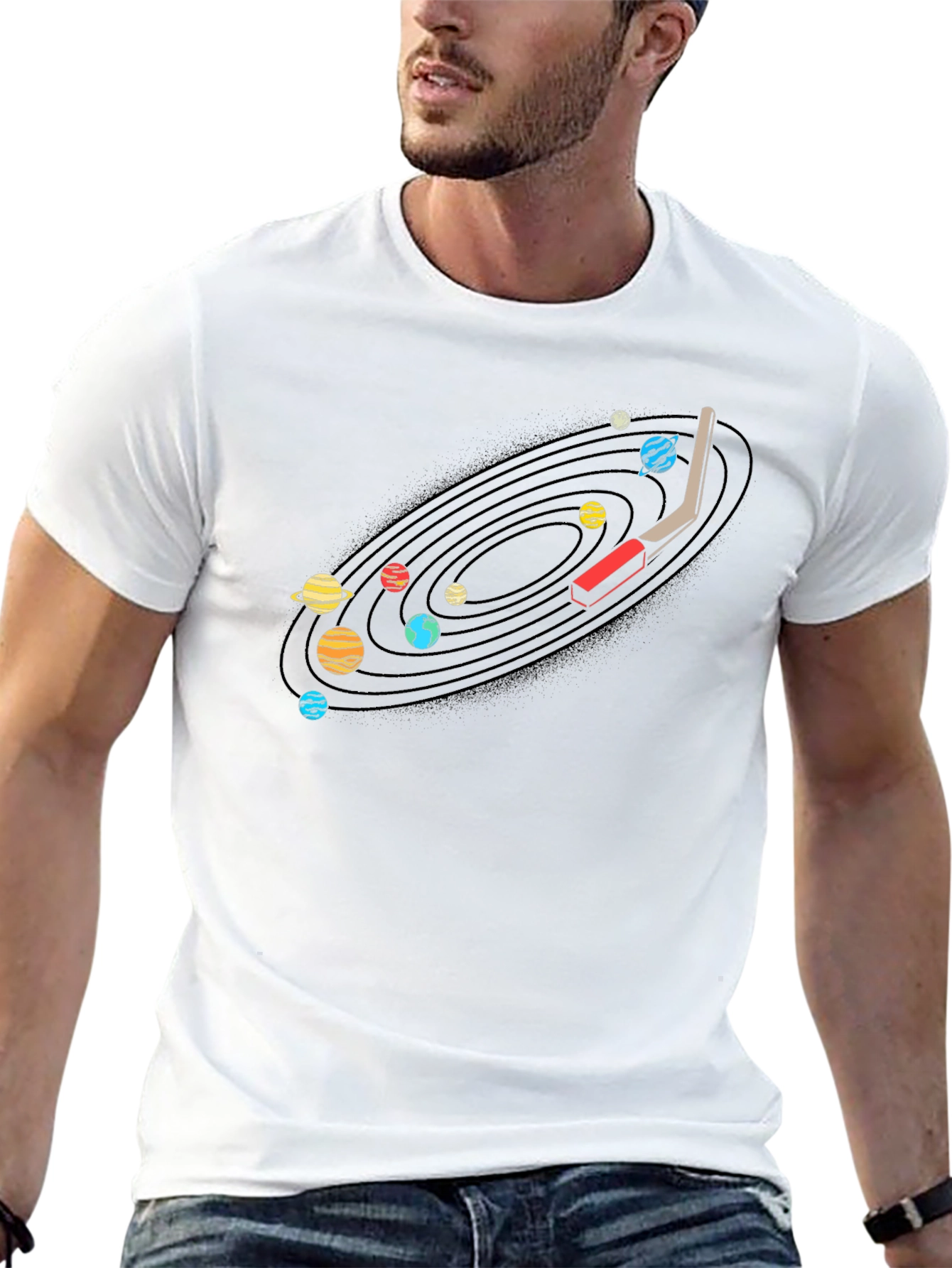 Planetary Turntable Graphic Tee - Unique Music Lovers Shirt