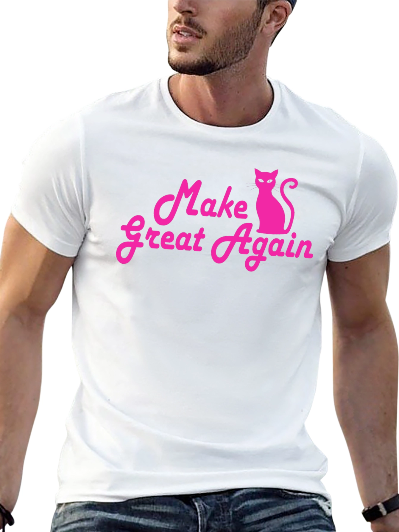 Make Great Again Cat T-Shirt - Pink on Black