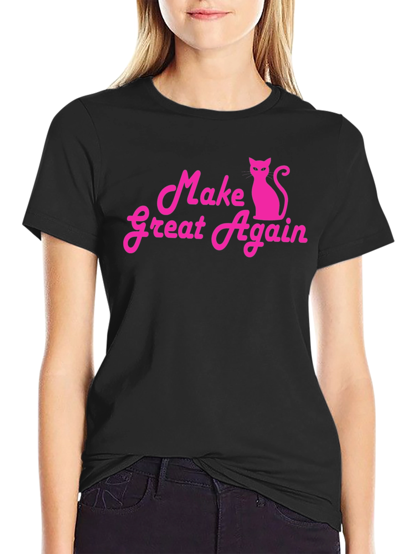Make Great Again Cat T-Shirt - Pink on Black