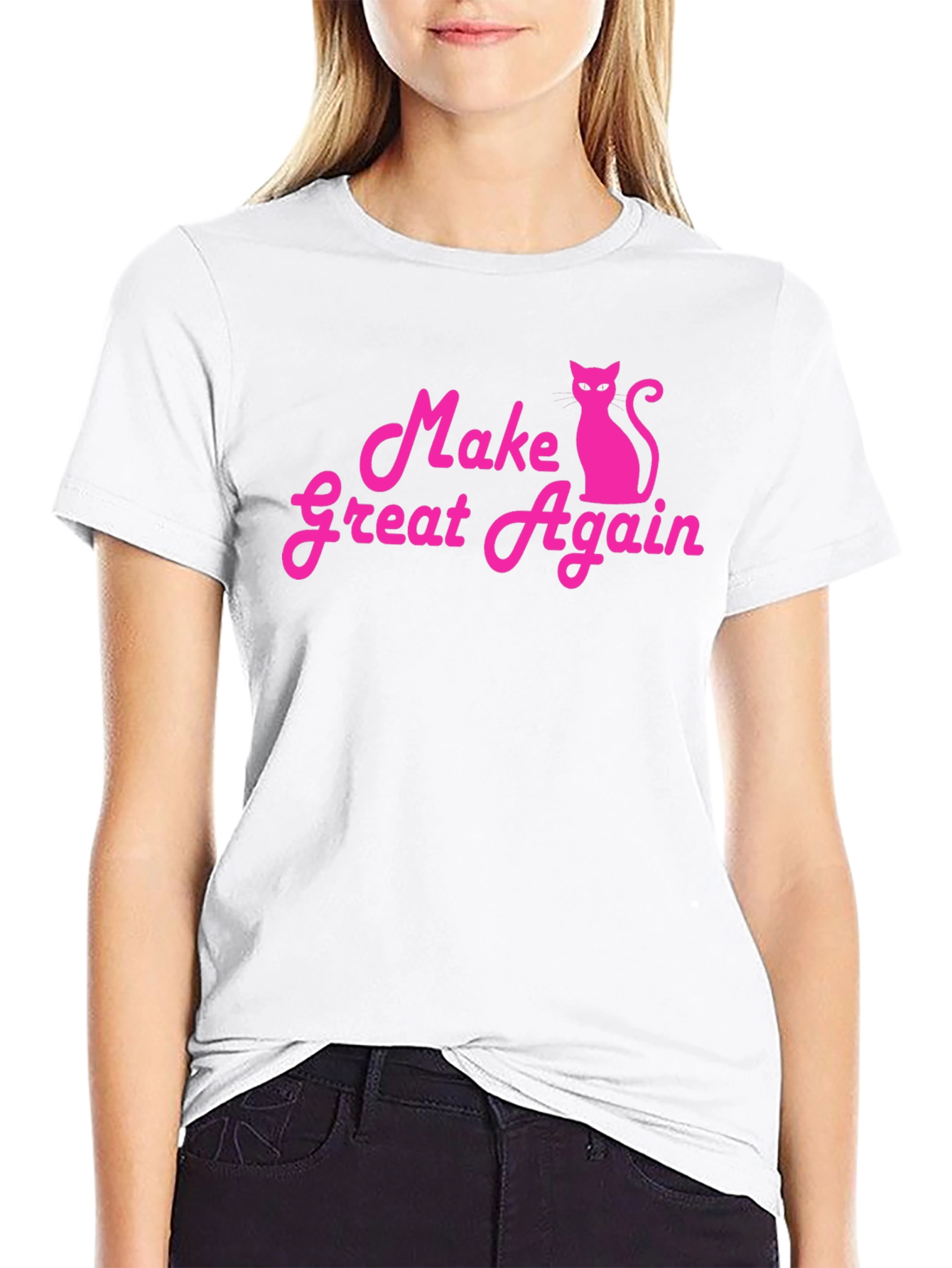 Make Great Again Cat T-Shirt - Pink on Black