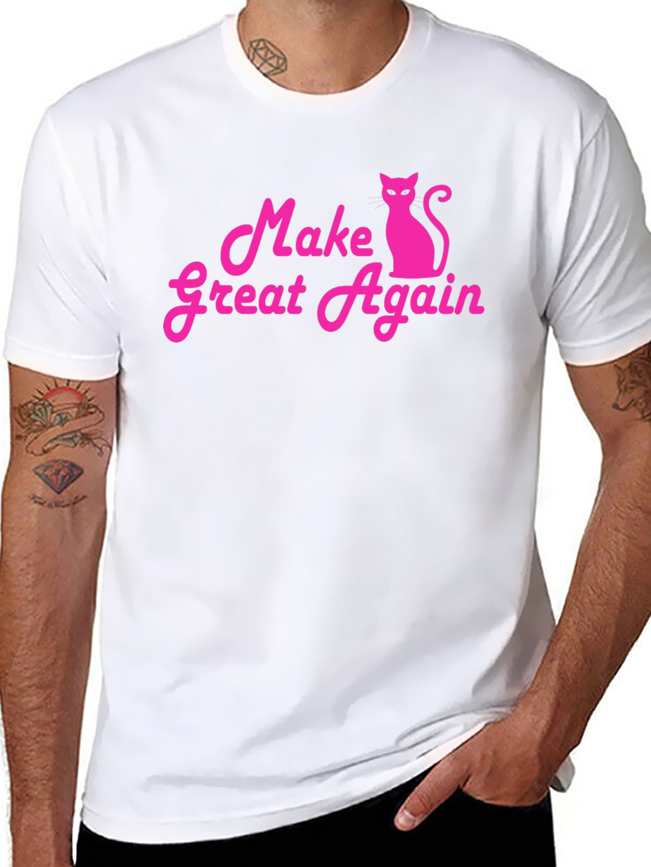 Make Great Again Cat T-Shirt - Pink on Black