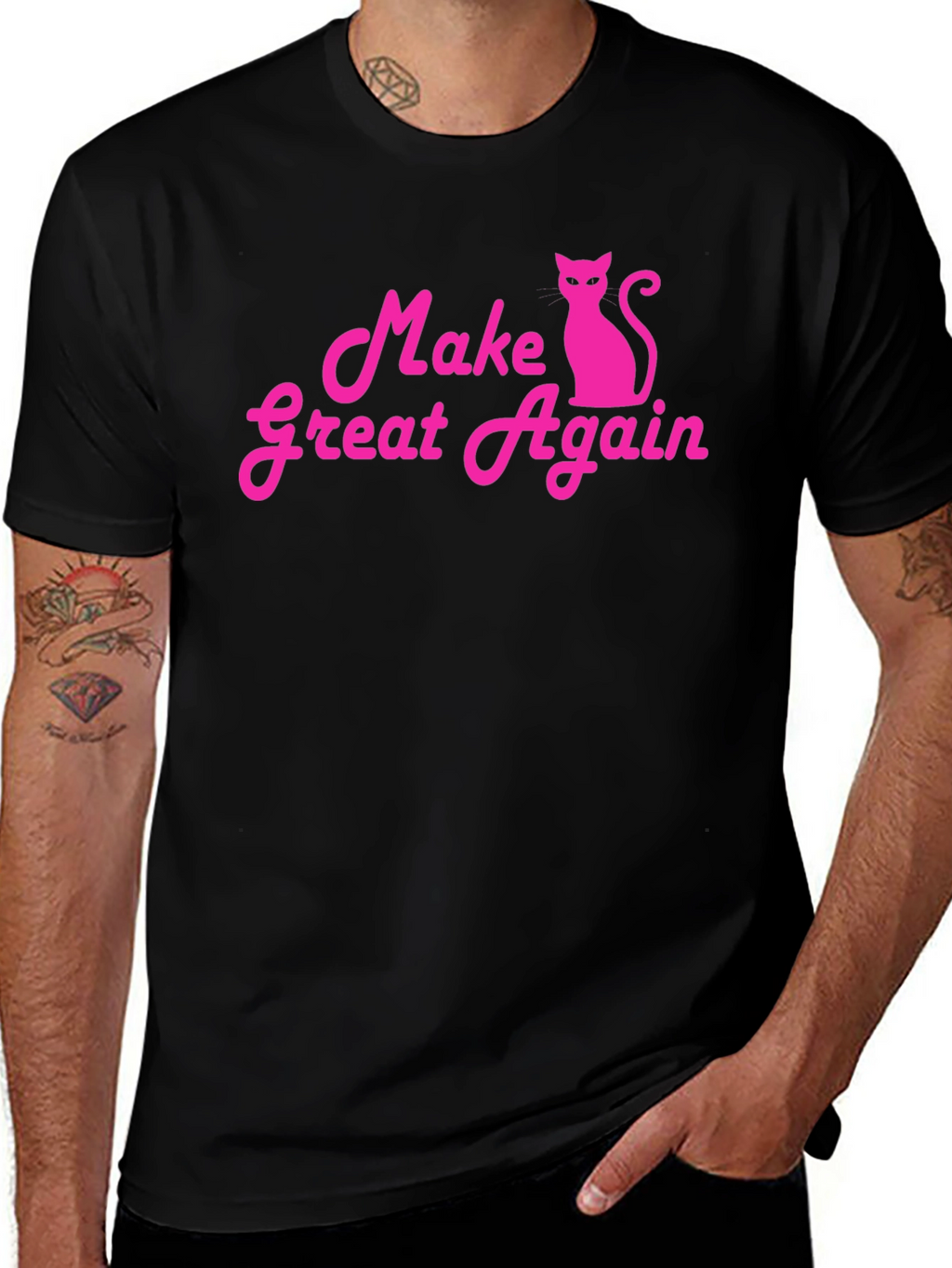Make Great Again Cat T-Shirt - Pink on Black