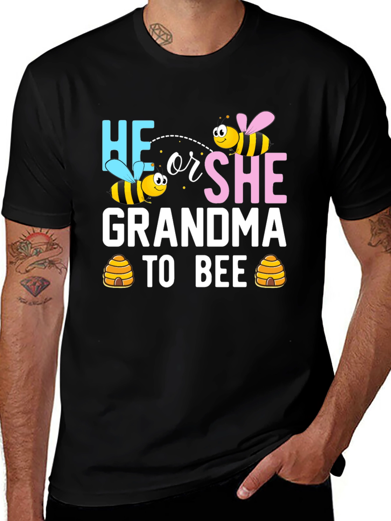 He or She Grandma to Bee Gender Reveal T-Shirt