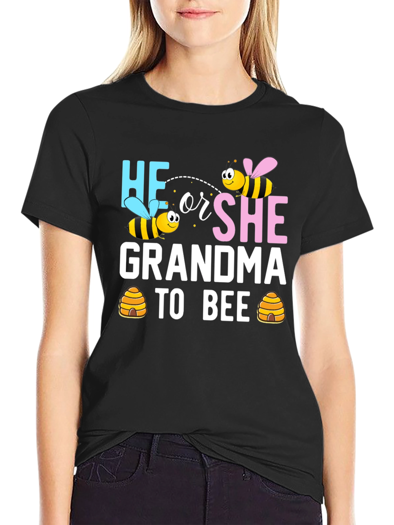 He or She Grandma to Bee Gender Reveal T-Shirt