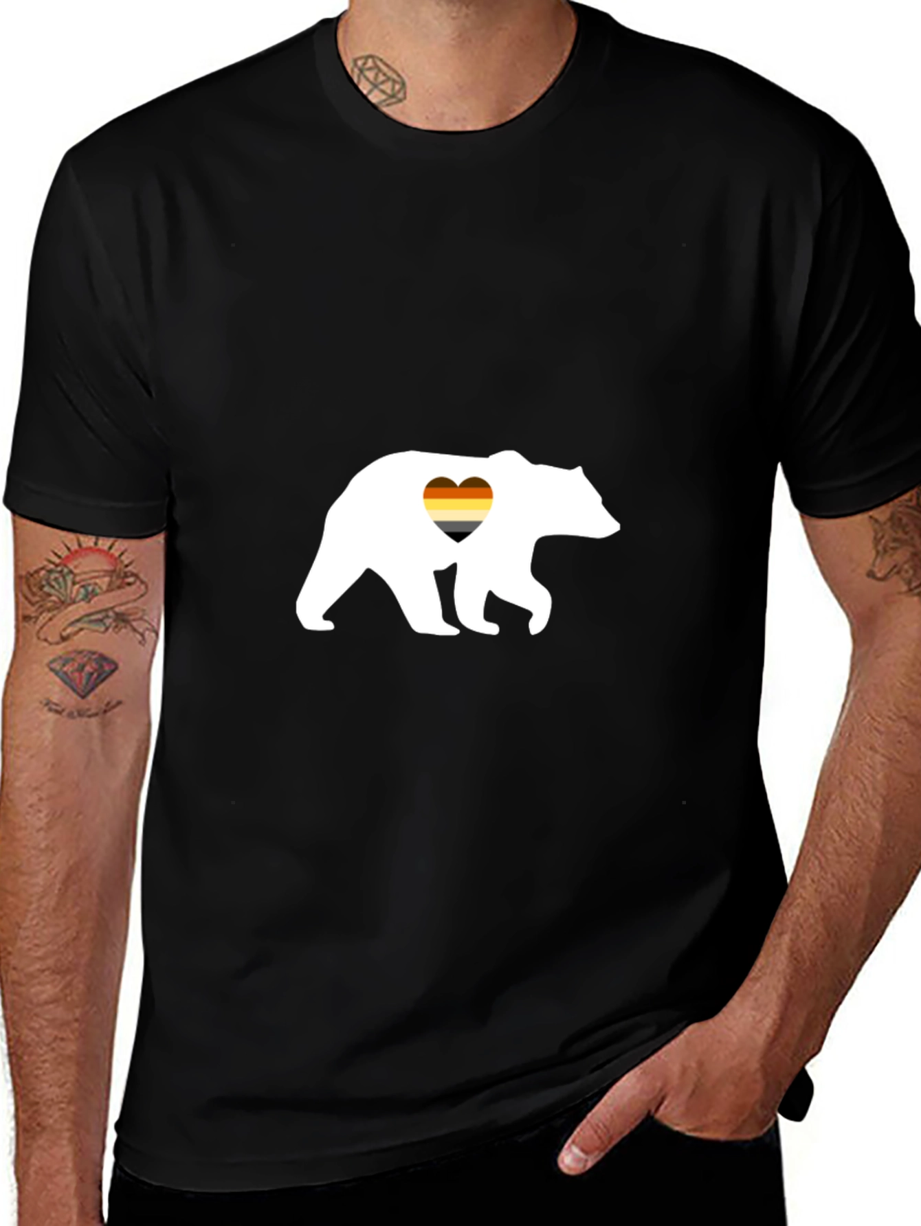 Gay Bear Pride T-Shirt - Black Cotton Tee