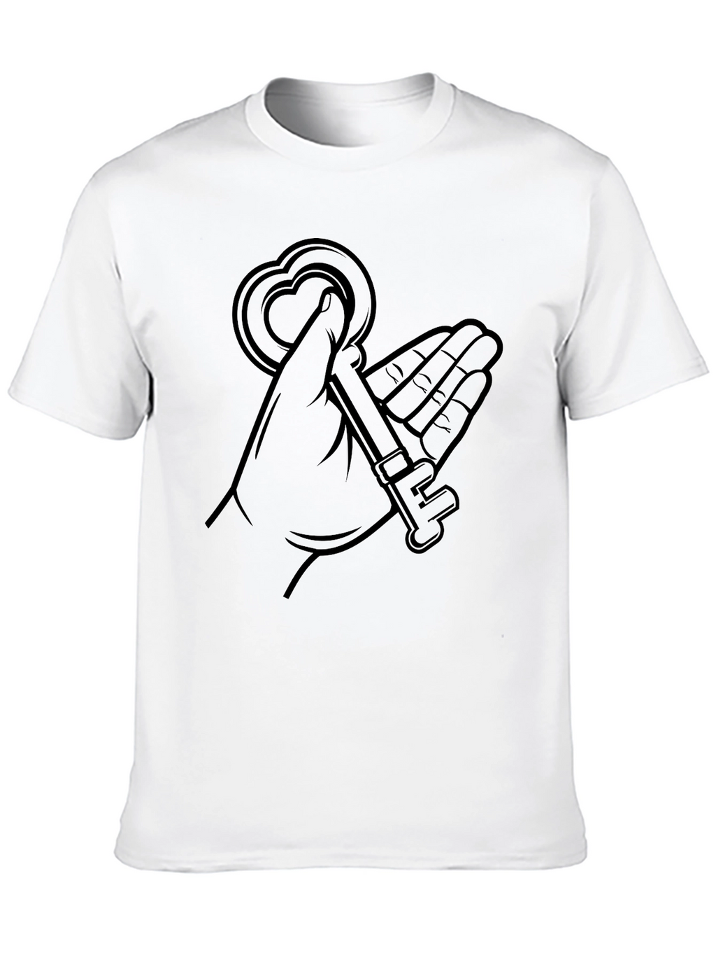 Heart Key Graphic Tee - Stylish Black Shirt