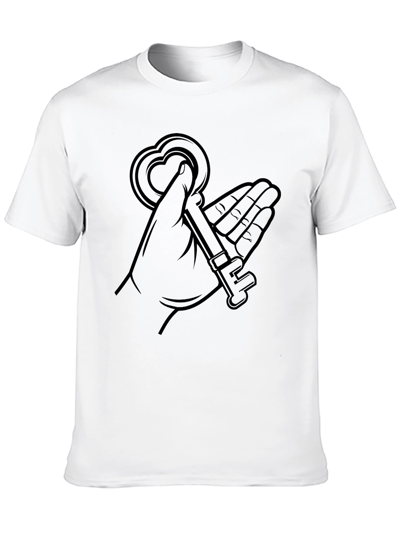 Heart Key Graphic Tee - Stylish Black Shirt