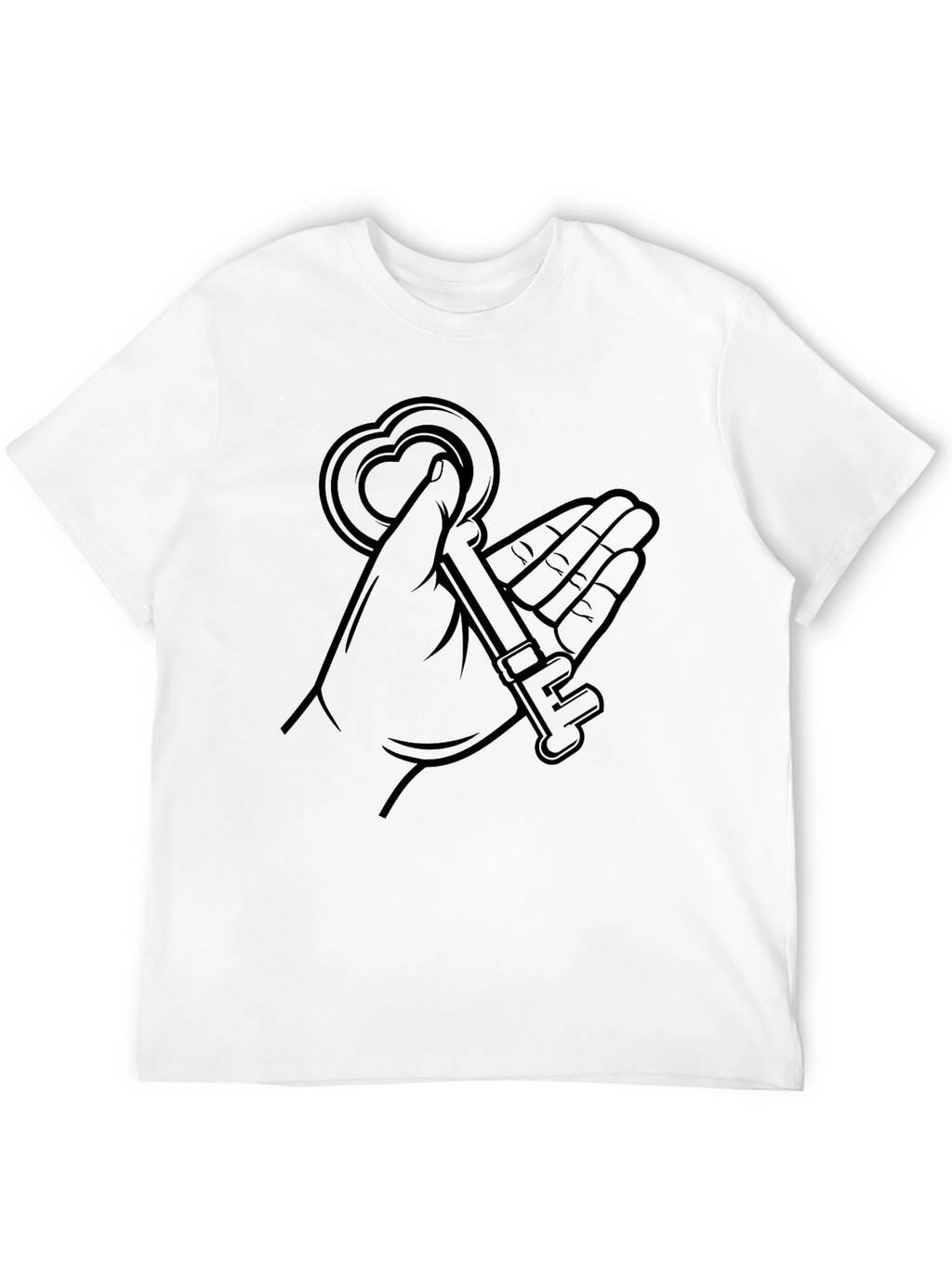 Heart Key Graphic Tee - Stylish Black Shirt