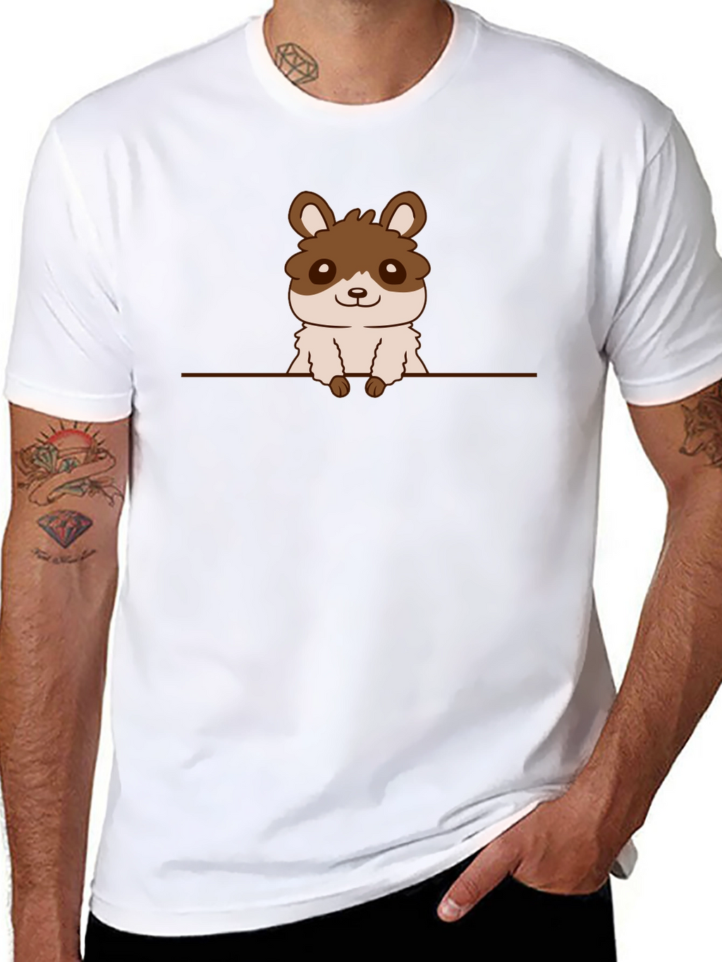 Cute Hamster Graphic Tee - Black
