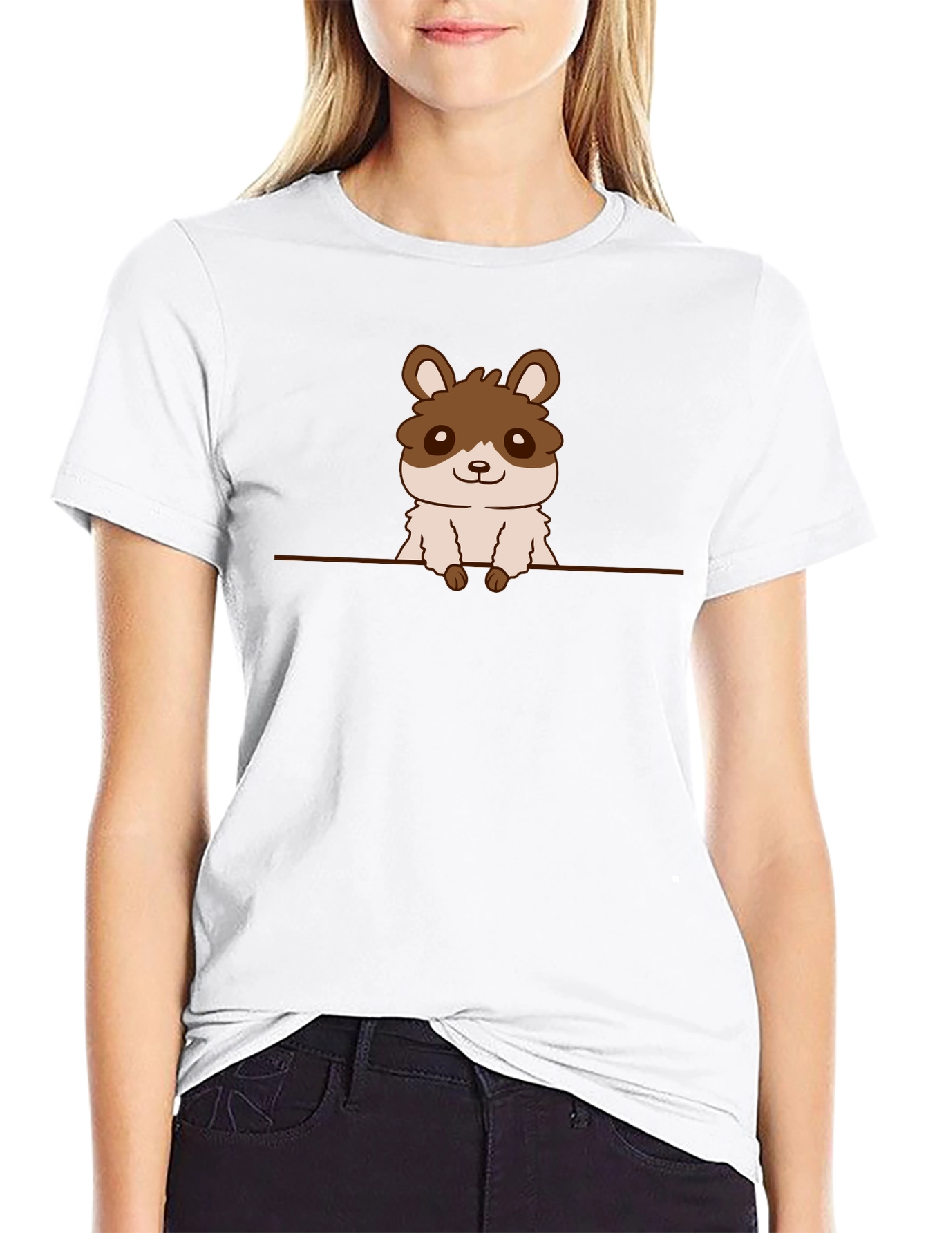 Cute Hamster Graphic Tee - Black
