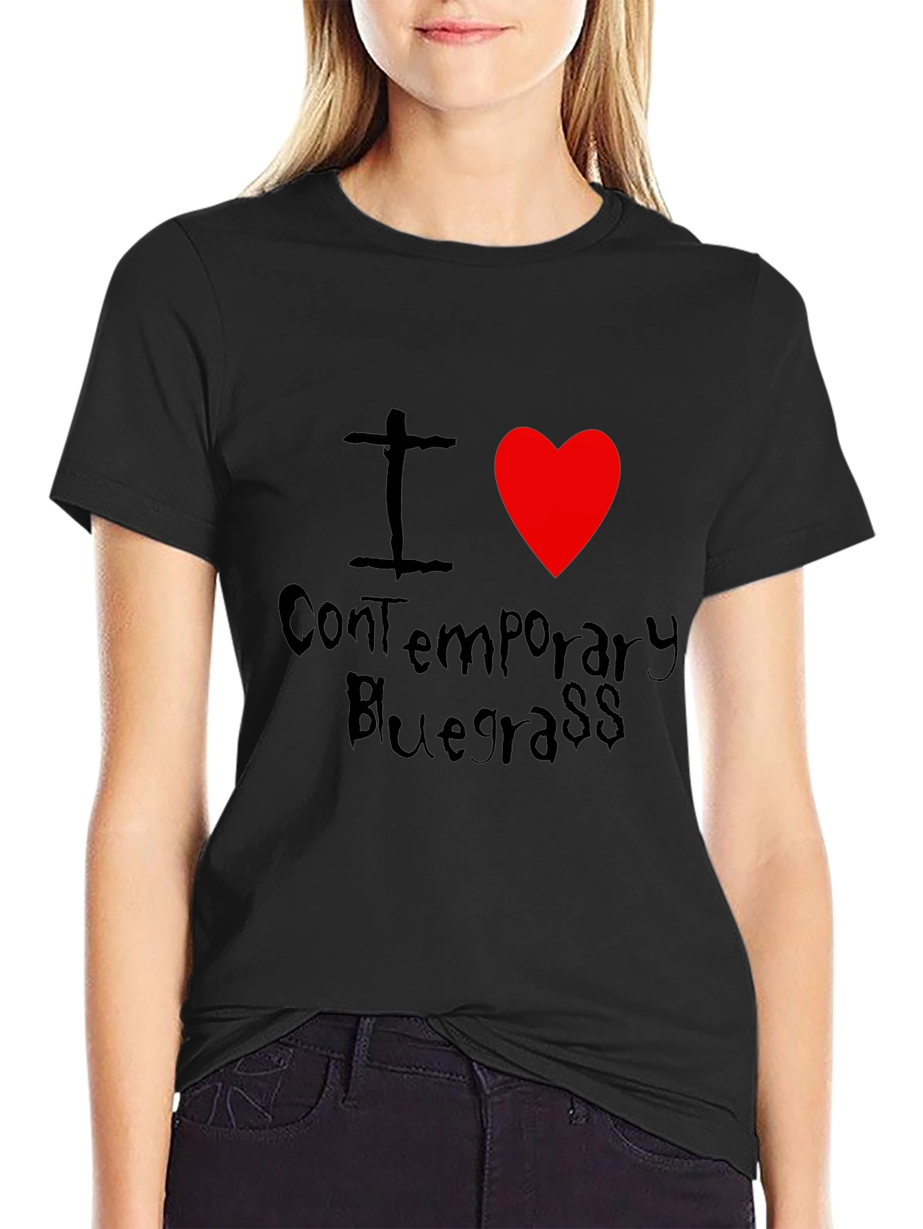 I Heart Contemporary Bluegrass Black T-Shirt