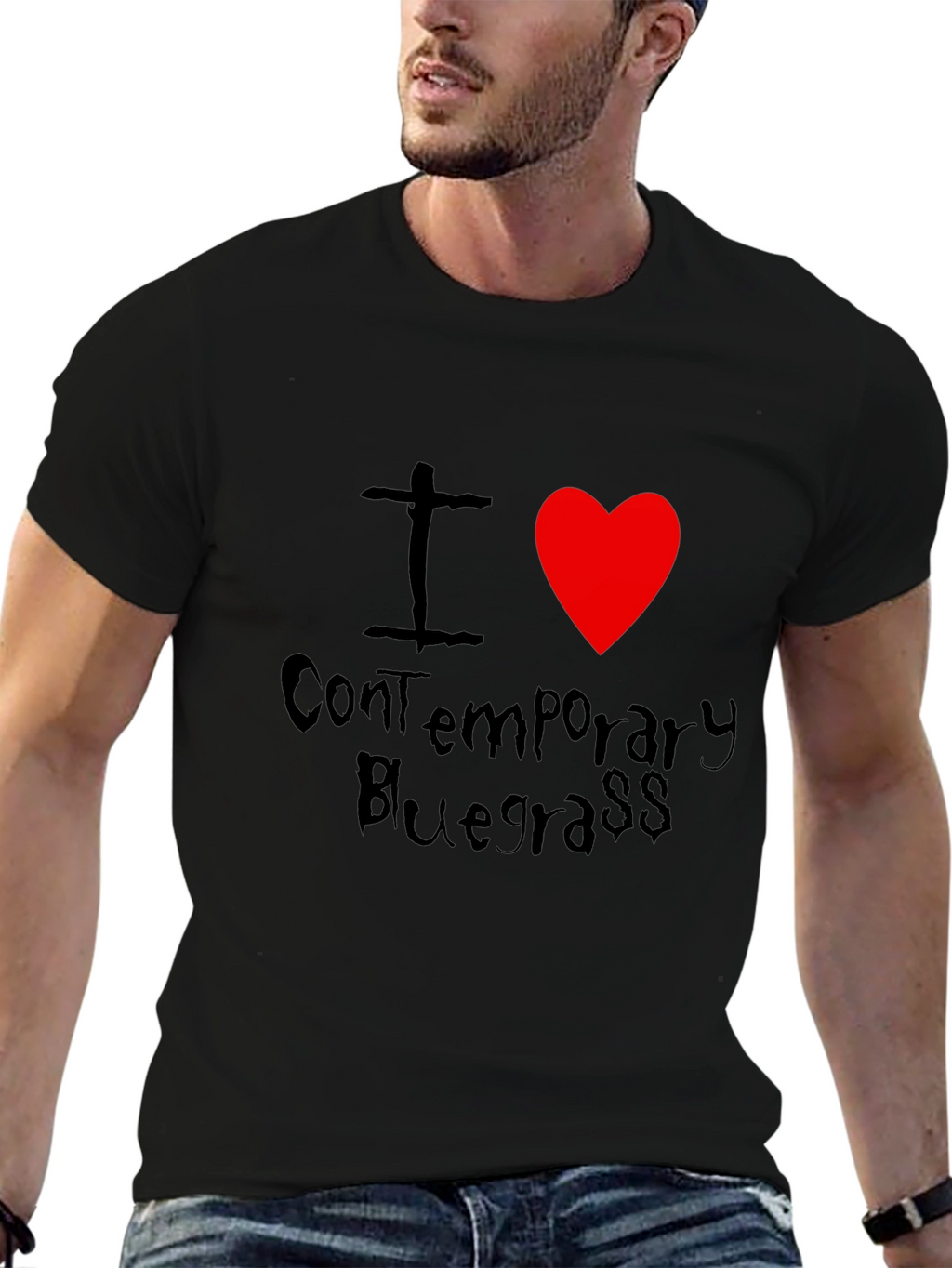 I Heart Contemporary Bluegrass Black T-Shirt