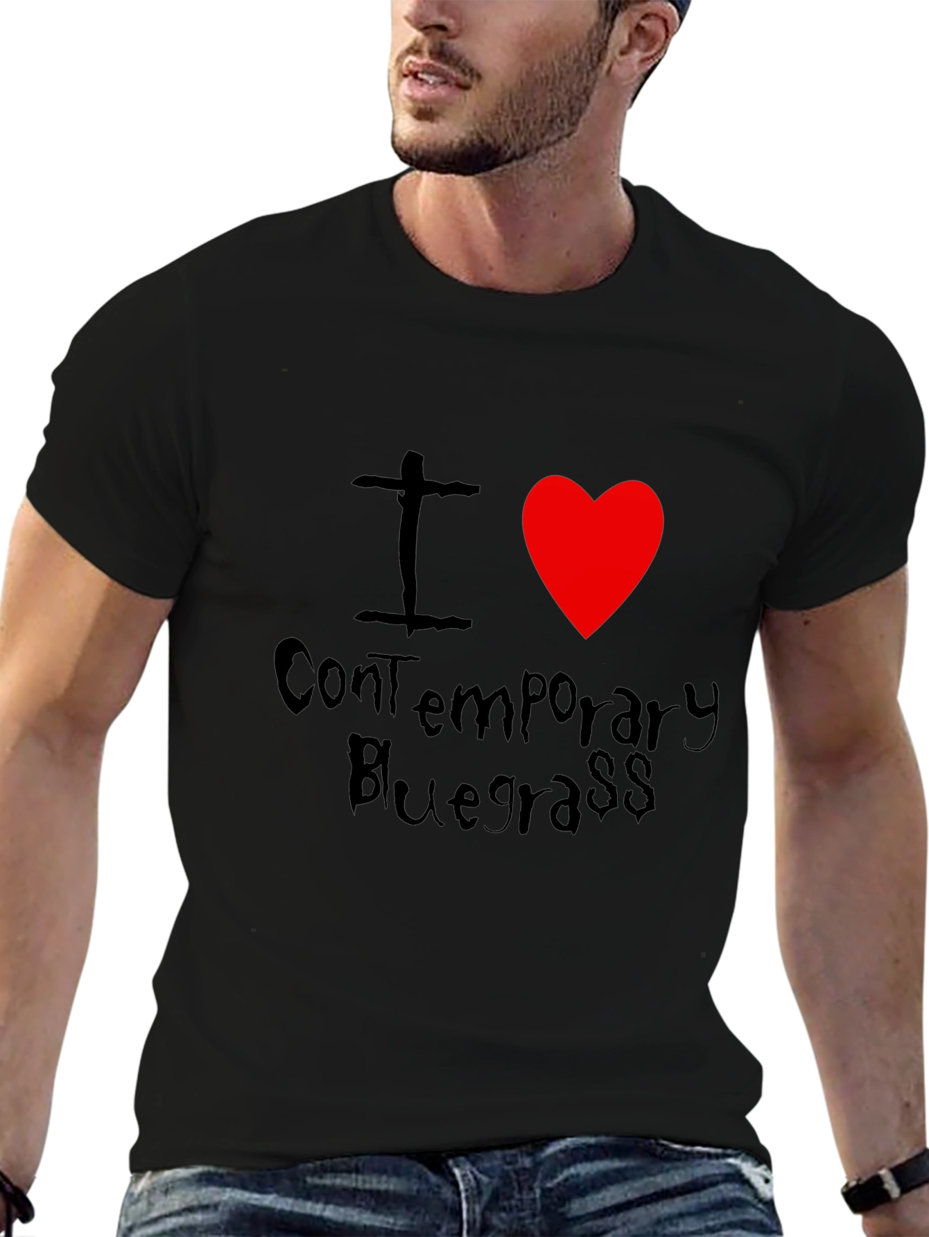 I Heart Contemporary Bluegrass Black T-Shirt