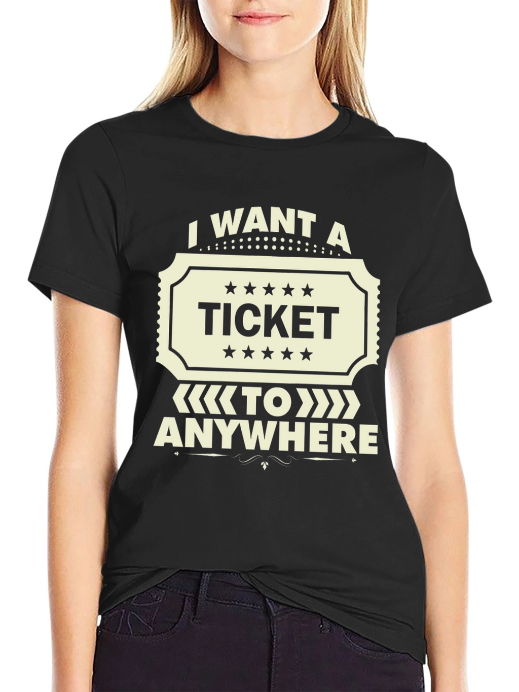 I Want A Ticket To Anywhere Black T-Shirt