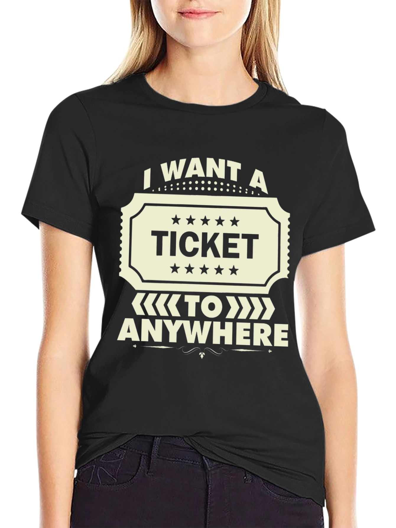 I Want A Ticket To Anywhere Black T-Shirt
