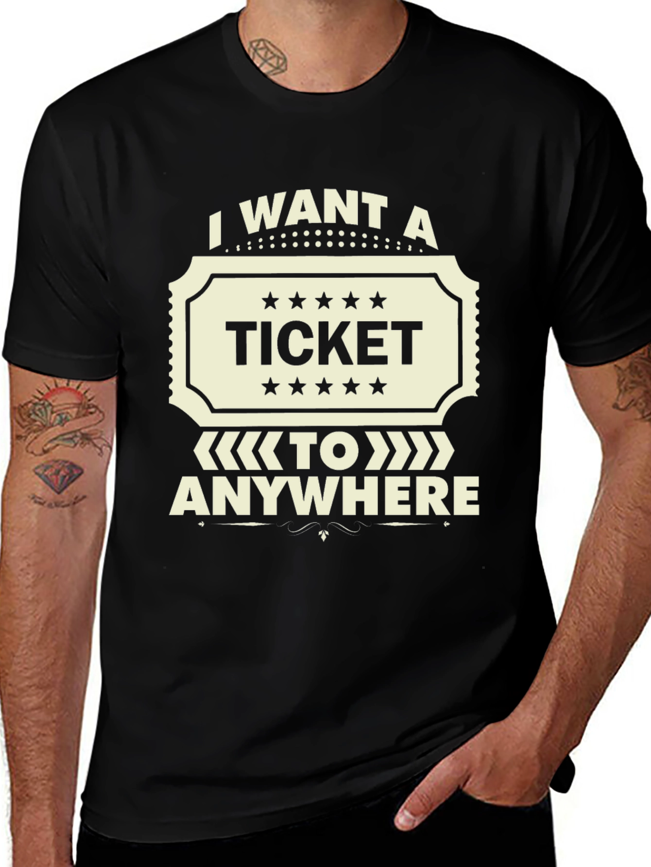 I Want A Ticket To Anywhere Black T-Shirt