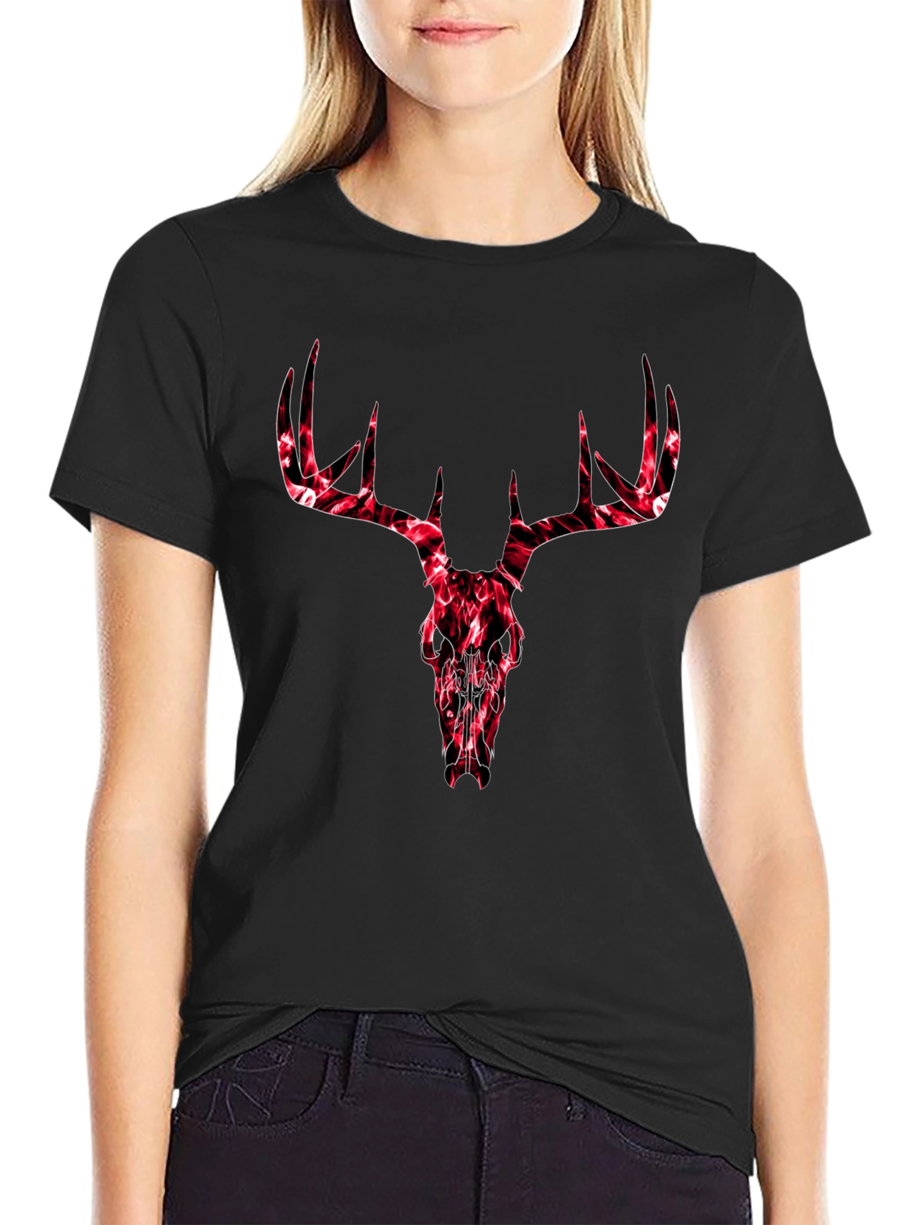 Deer Skull Graphic Tee - Mens Black T-Shirt