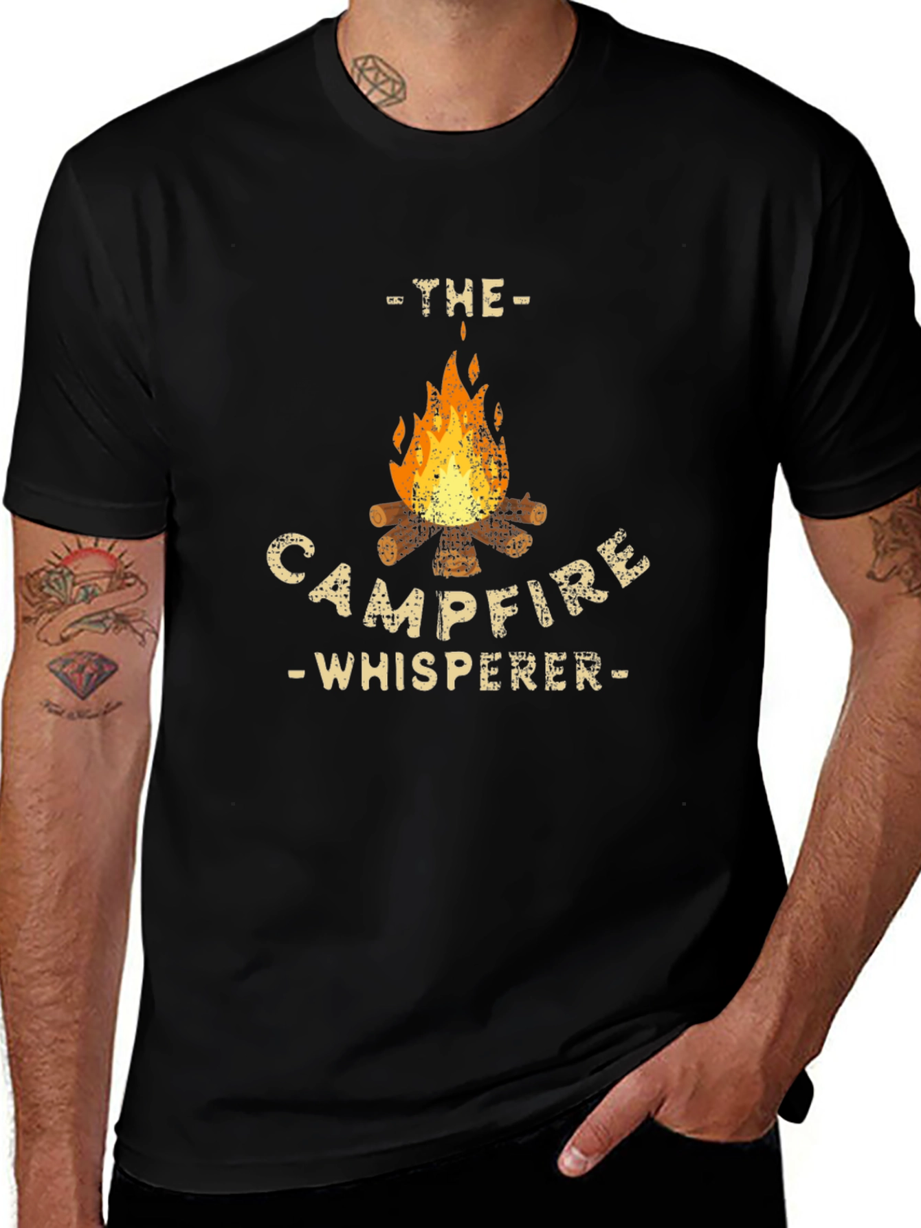 Campfire Whisperer Graphic Tee - Black Cotton T-Shirt