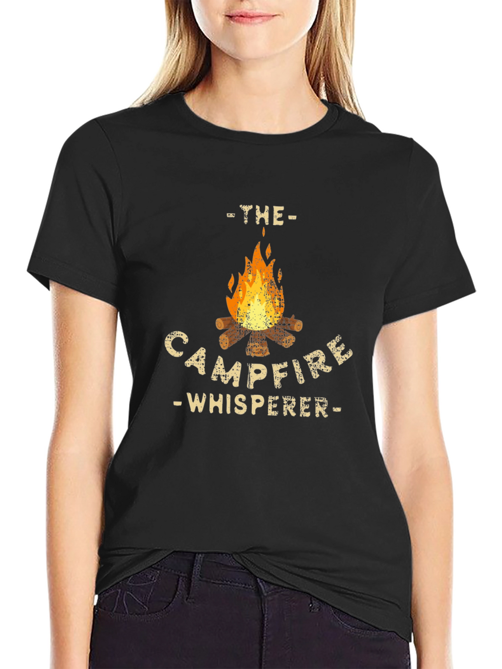 Campfire Whisperer Graphic Tee - Black Cotton T-Shirt