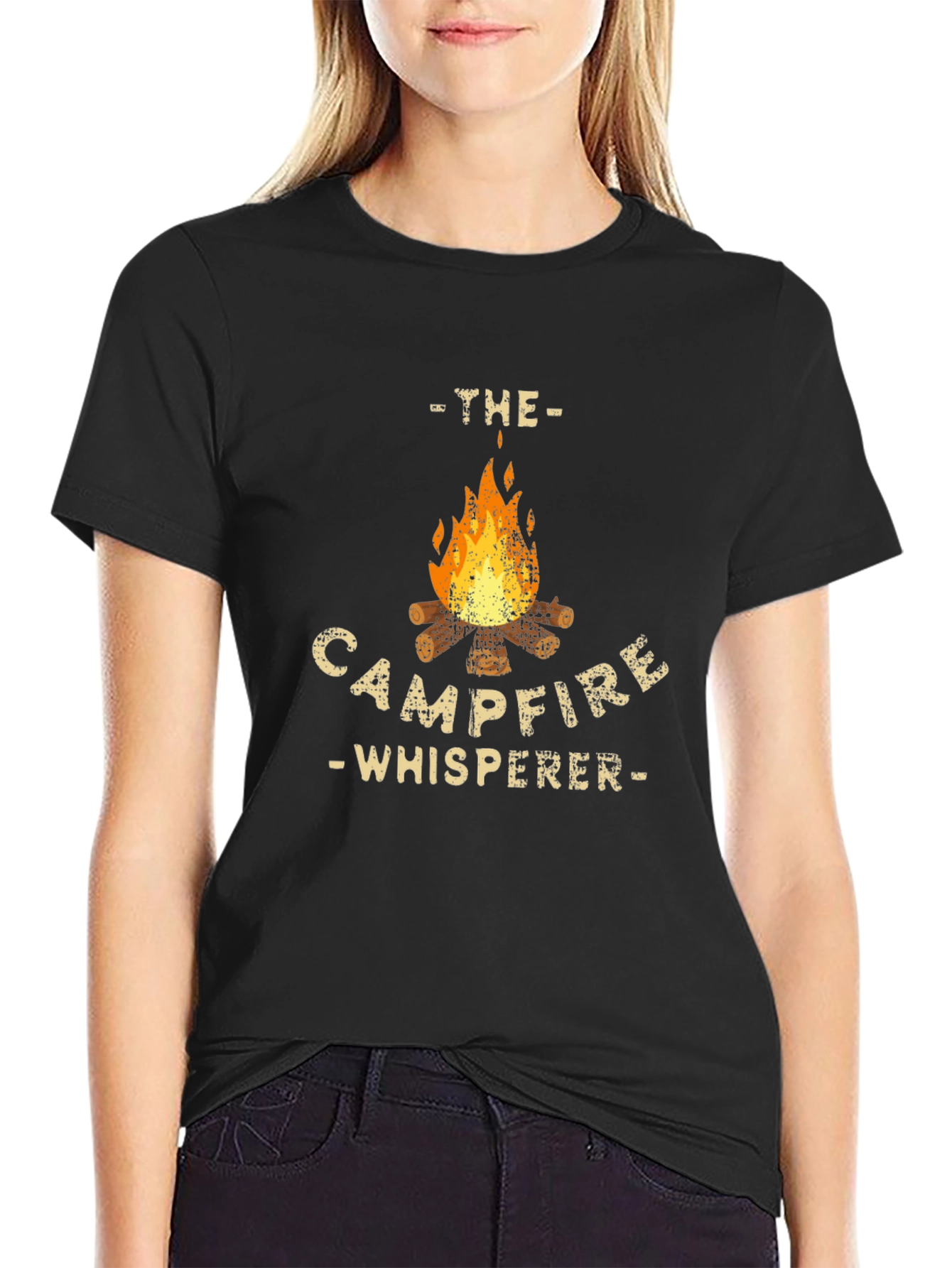 Campfire Whisperer Graphic Tee - Black Cotton T-Shirt