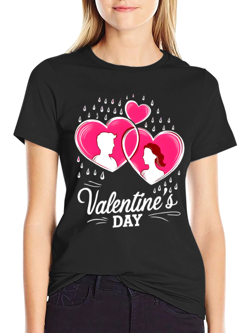 Valentines Day Couple Hearts Graphic Tee