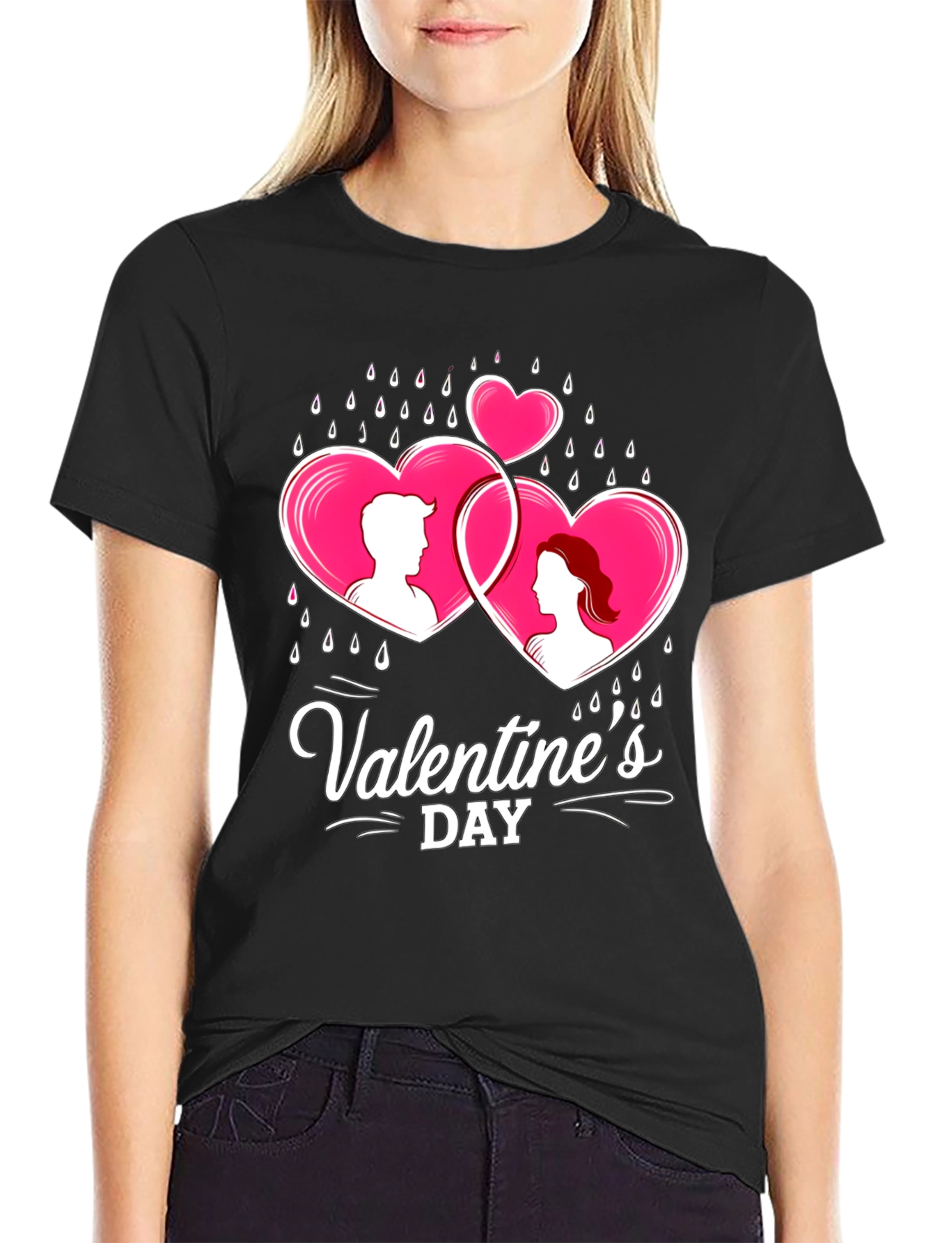 Valentines Day Couple Hearts Graphic Tee