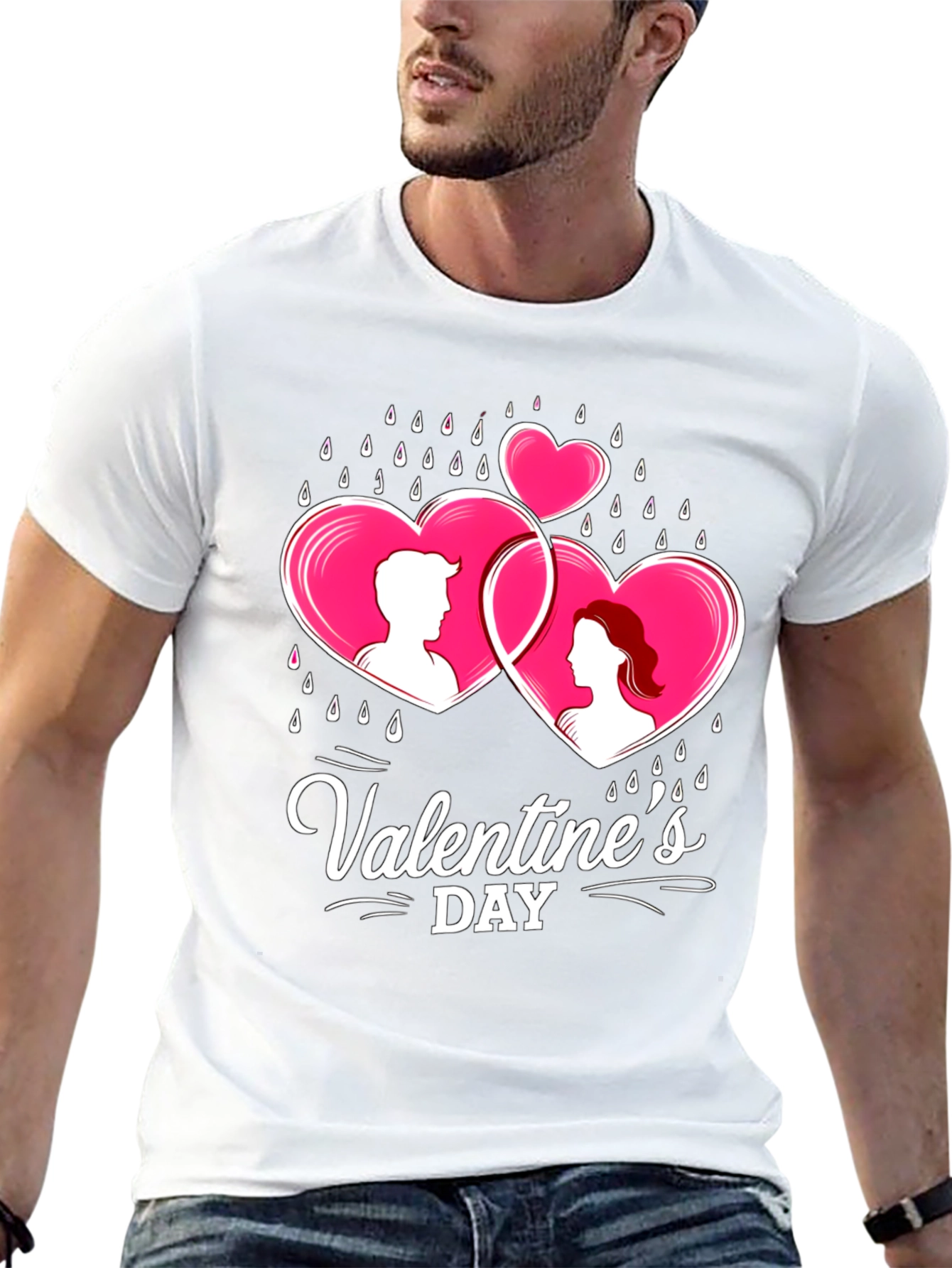 Valentines Day Couple Hearts Graphic Tee