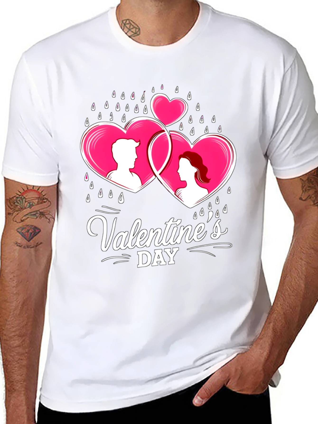 Valentines Day Couple Hearts Graphic Tee