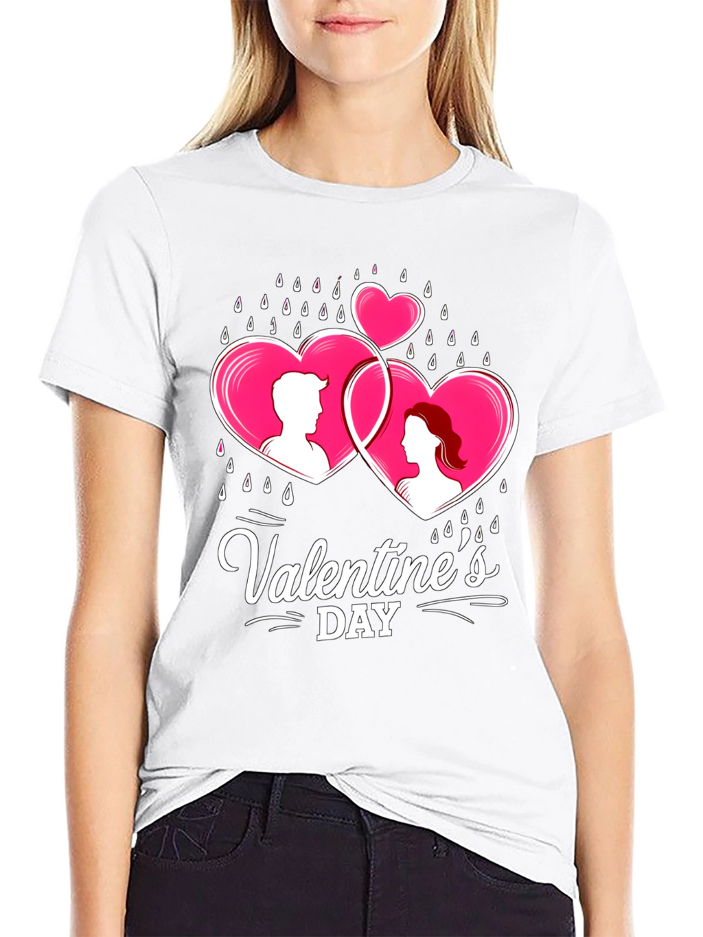 Valentines Day Couple Hearts Graphic Tee