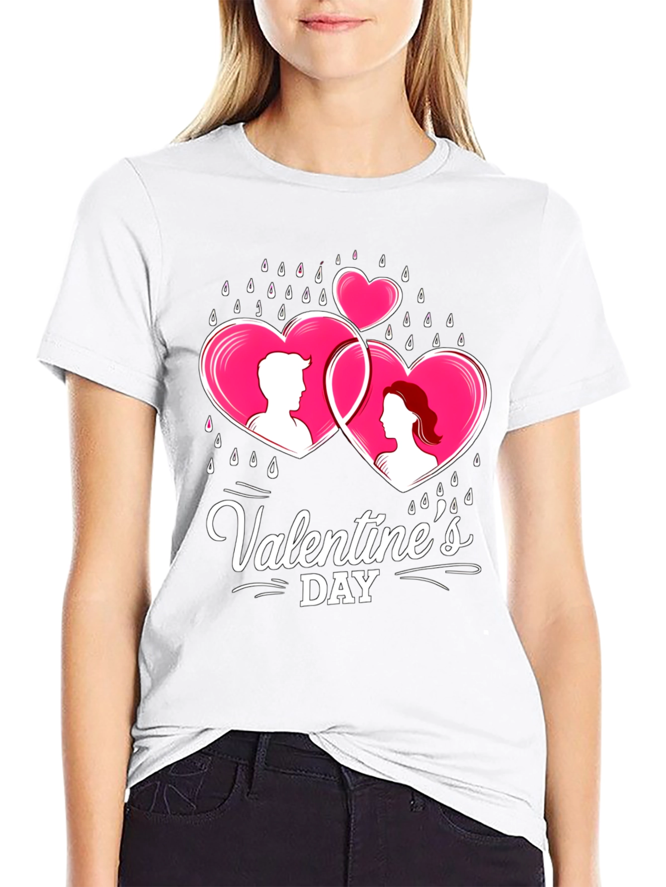 Valentines Day Couple Hearts Graphic Tee