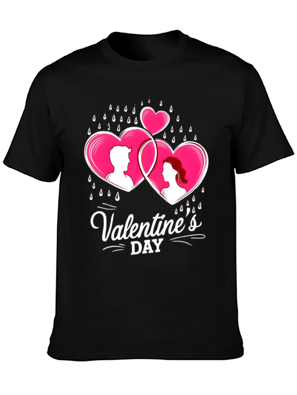 Valentines Day Couple Hearts Graphic Tee