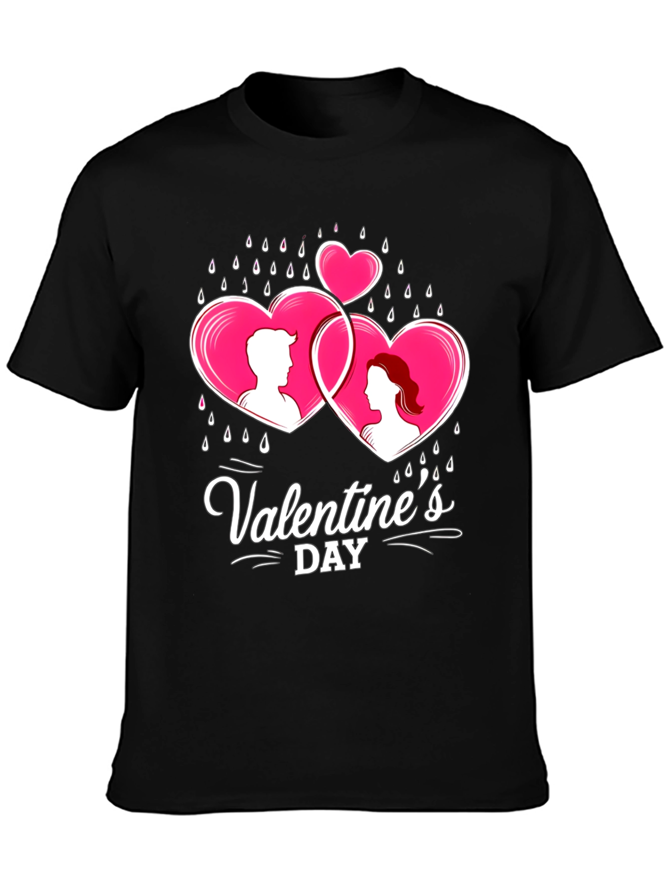 Valentines Day Couple Hearts Graphic Tee