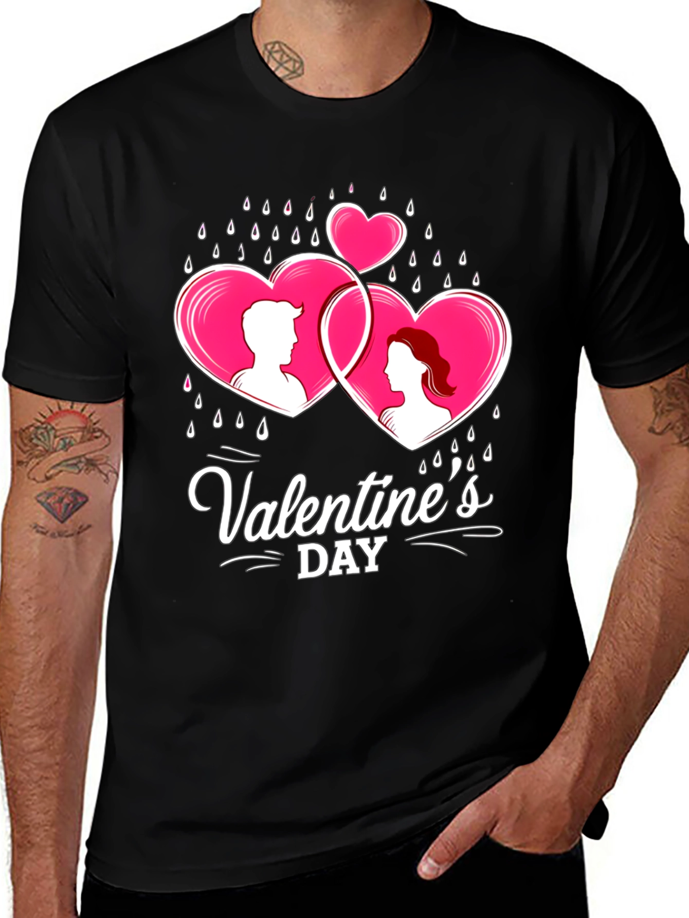 Valentines Day Couple Hearts Graphic Tee