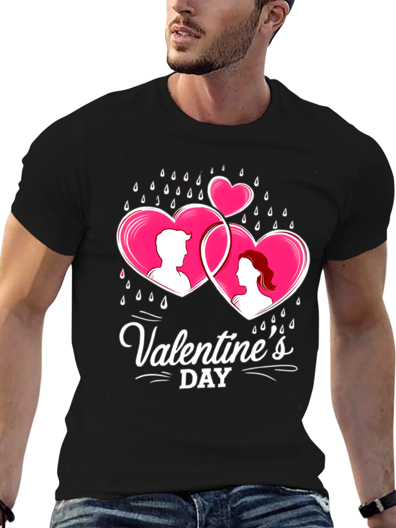 Valentines Day Couple Hearts Graphic Tee