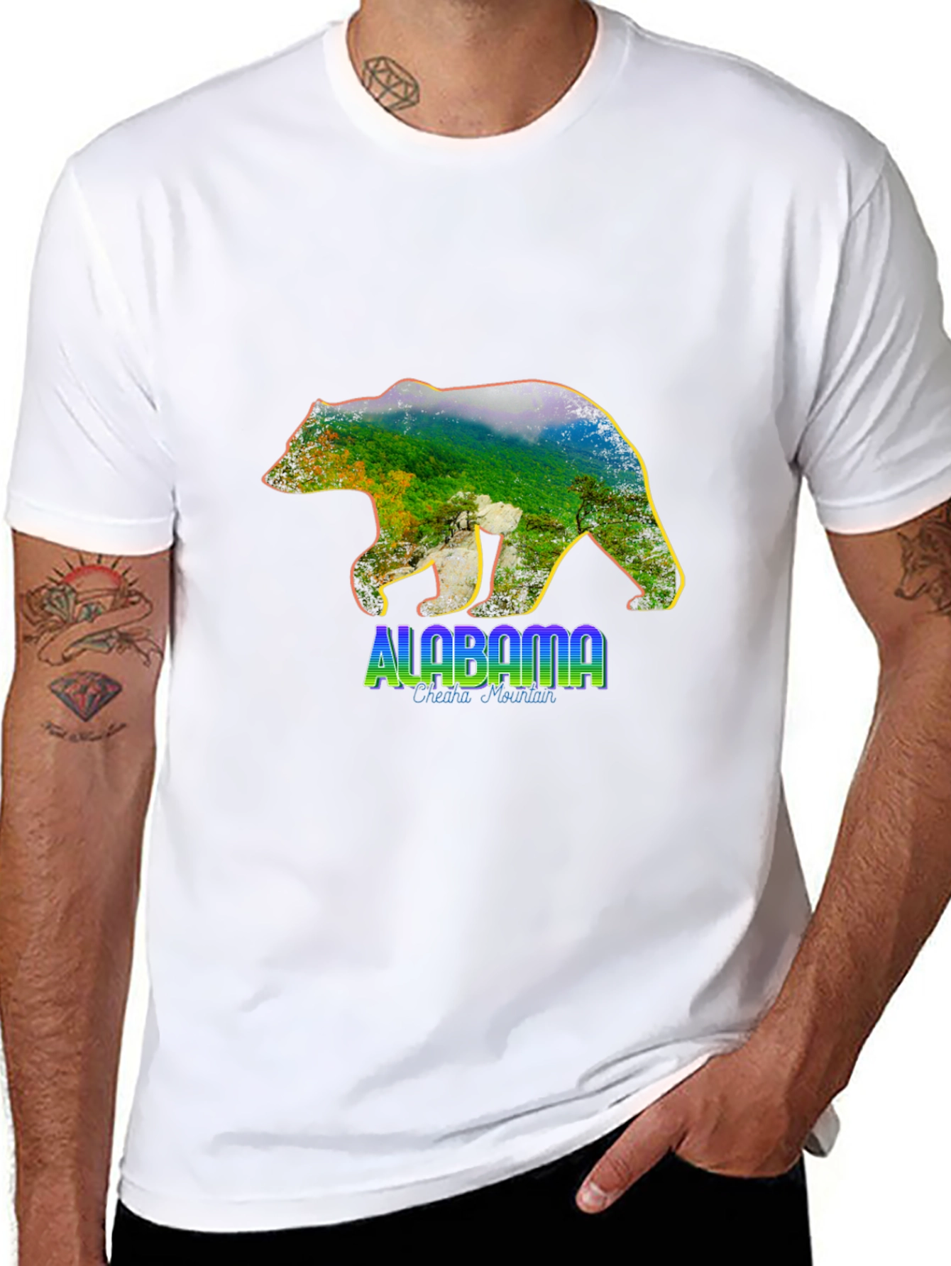 Alabama Bear Graphic T-Shirt - Mens Black Crew Neck