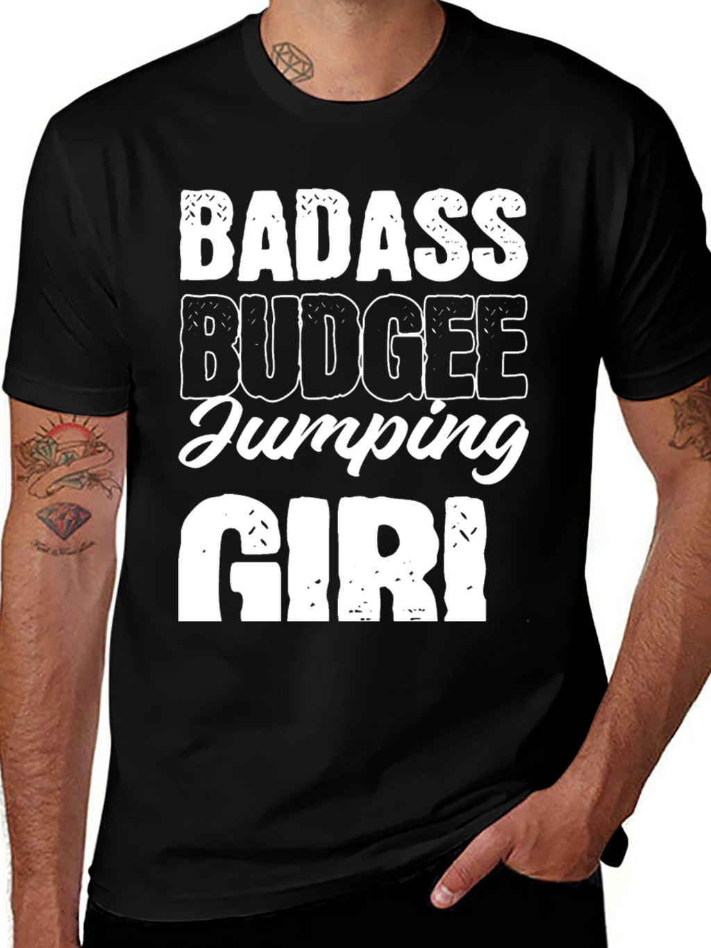 Badass Budgee Jumping Girl Black Tee
