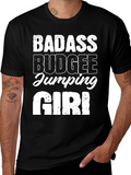 Badass Budgee Jumping Girl Black Tee