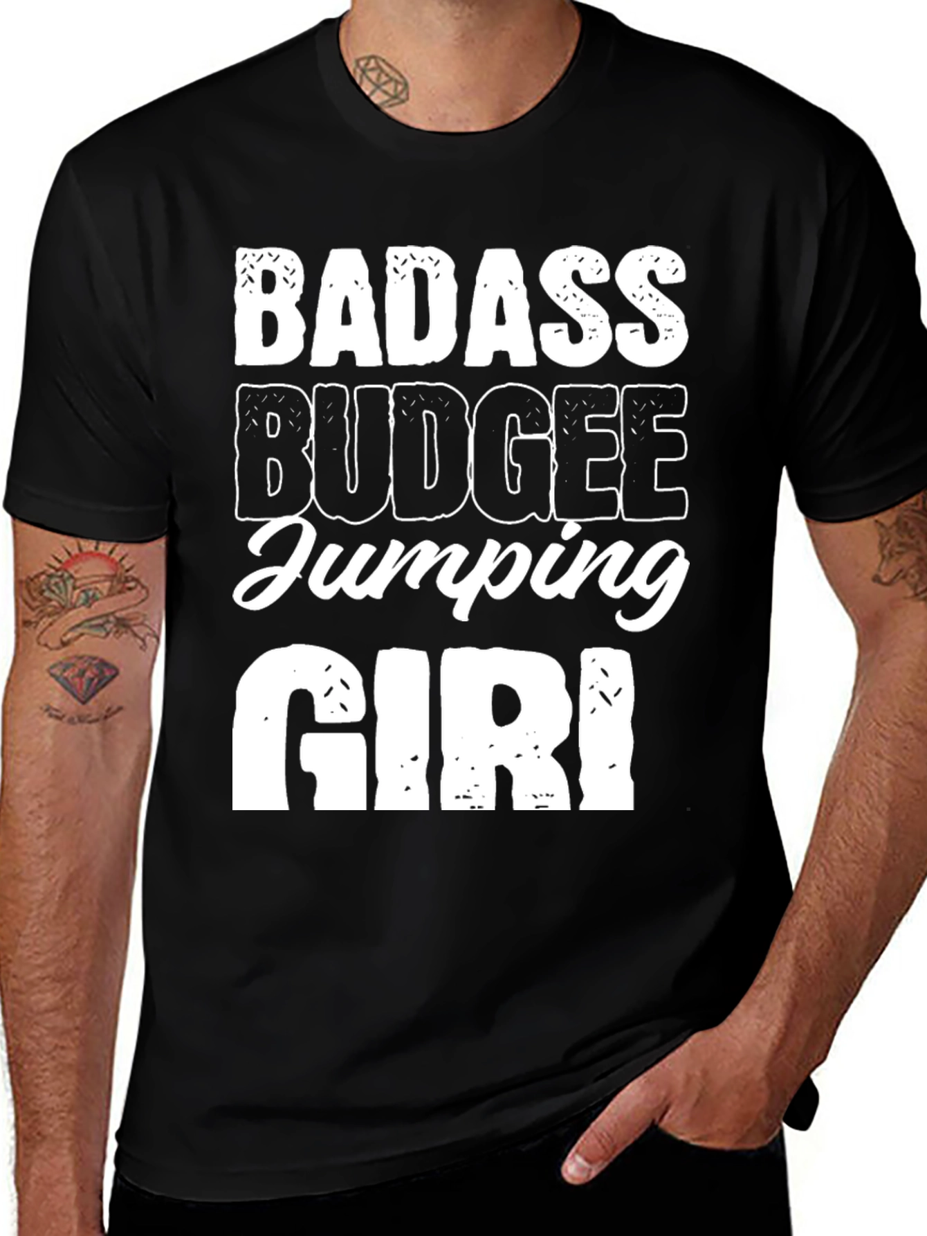 Badass Budgee Jumping Girl Black Tee
